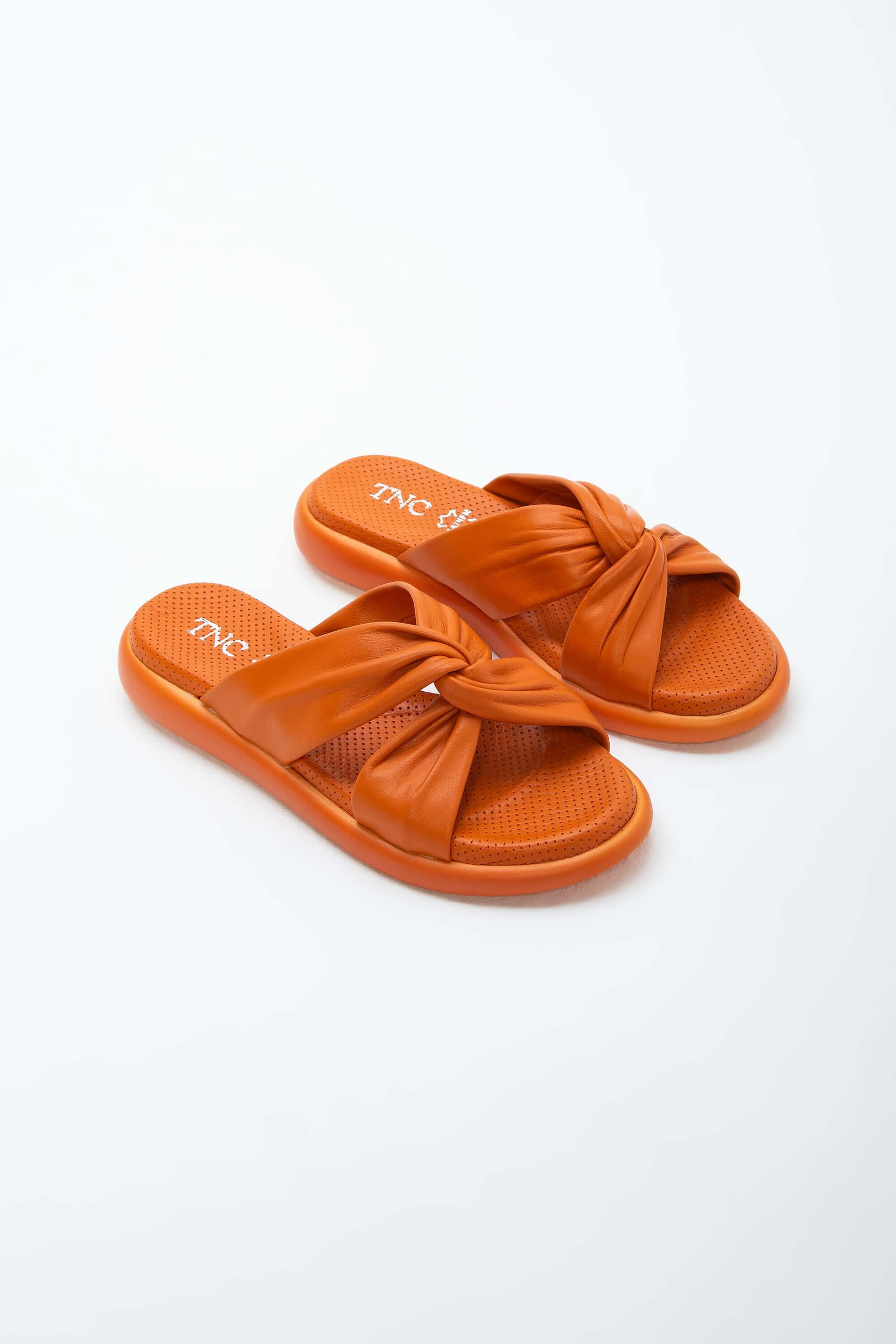 Tamer Tanca Yeşil Tamer Tanca Hakiki Kadın Deri Düz Terlik