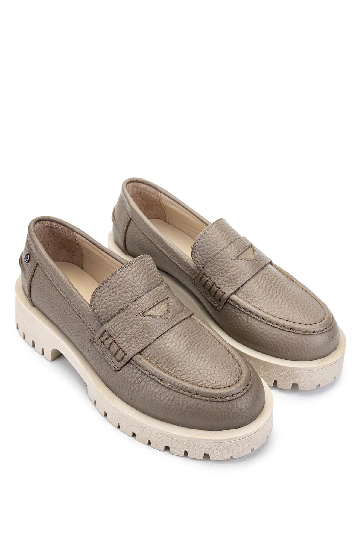 Tamer Tanca Vizon Floter Tamer Tanca Hakiki Deri Kadın Loafer Ayakkabı