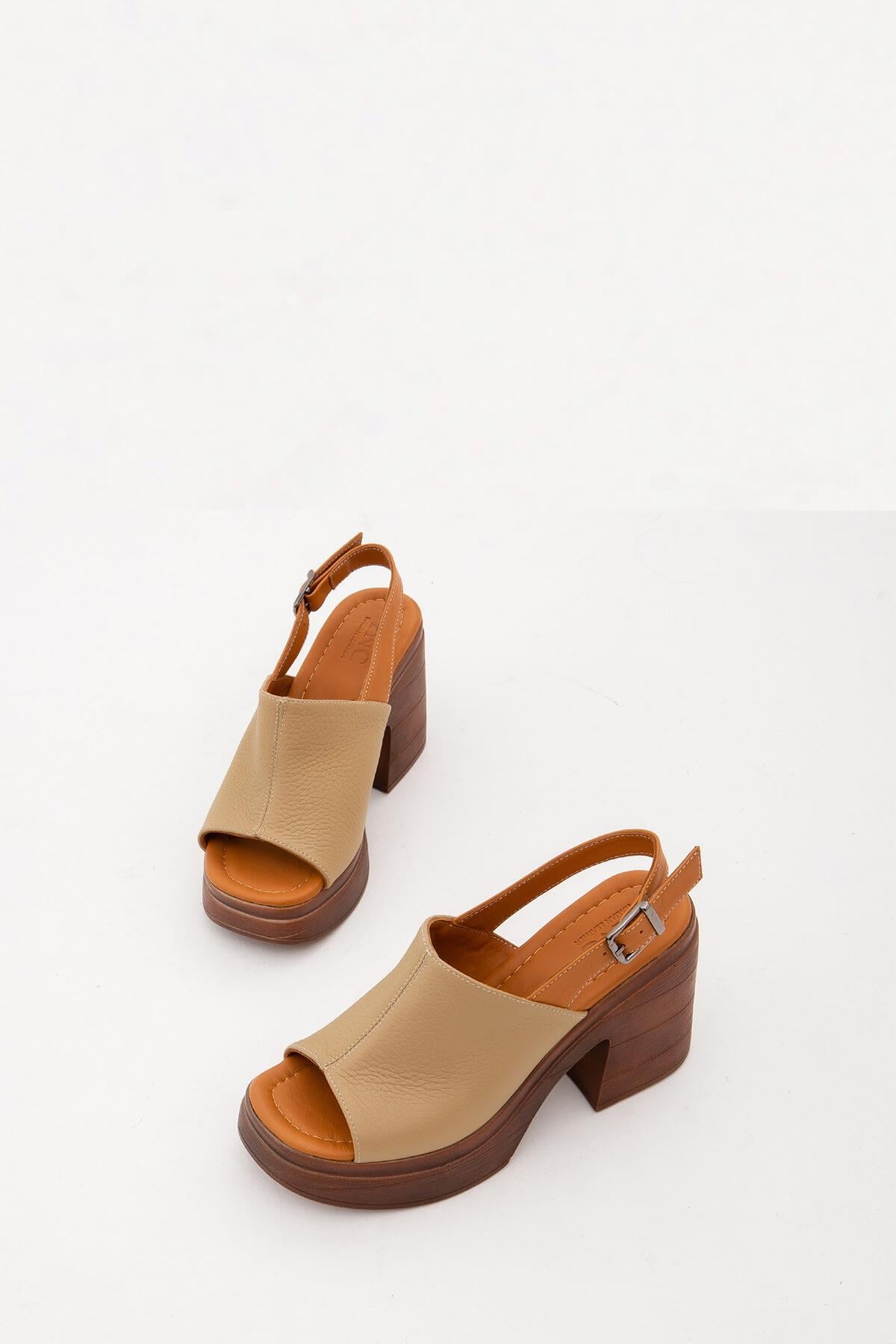 Tamer Tanca Vizon Tamer Tanca Hakiki Kadın Deri Topuklu Sandalet