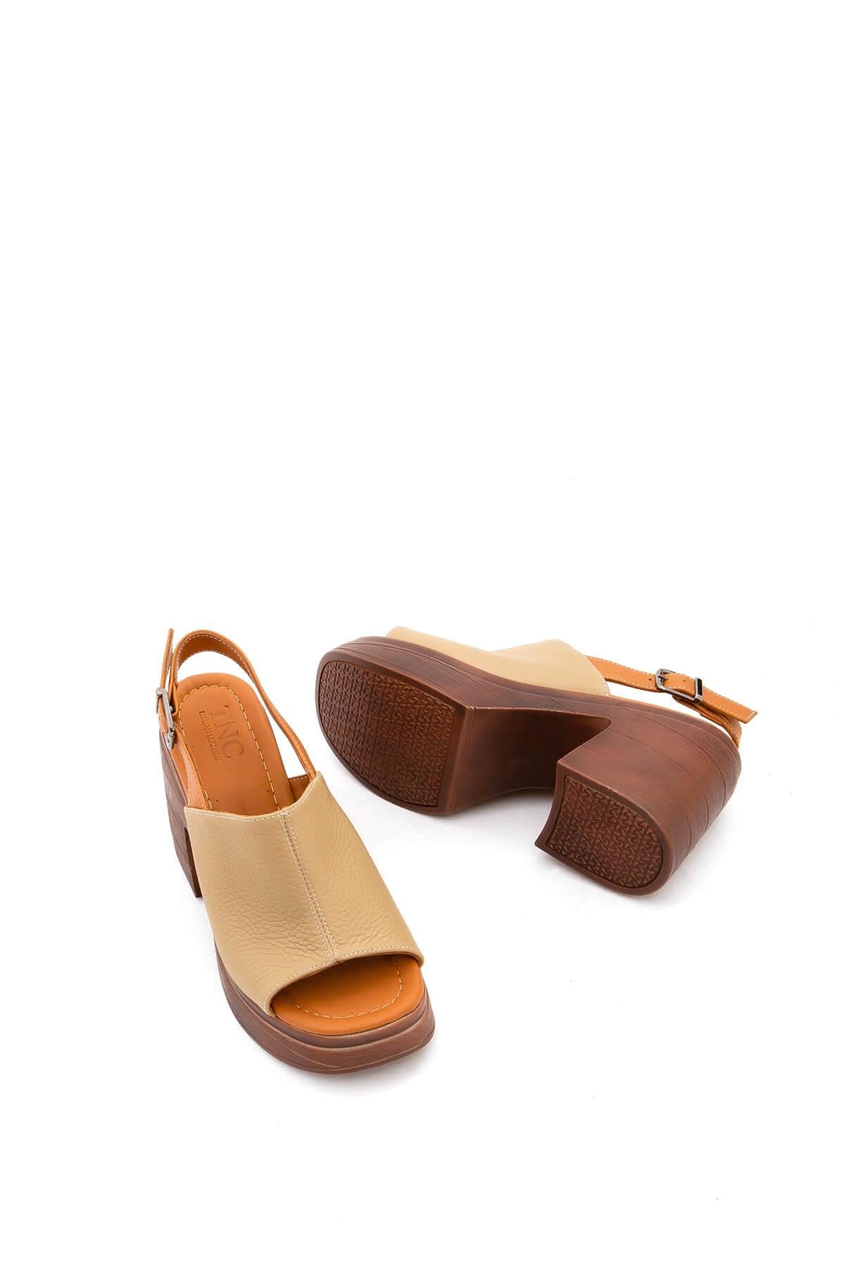 Tamer Tanca Vizon Tamer Tanca Hakiki Kadın Deri Topuklu Sandalet