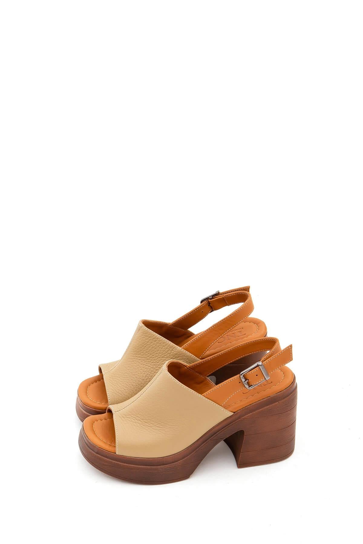 Tamer Tanca Vizon Tamer Tanca Hakiki Kadın Deri Topuklu Sandalet