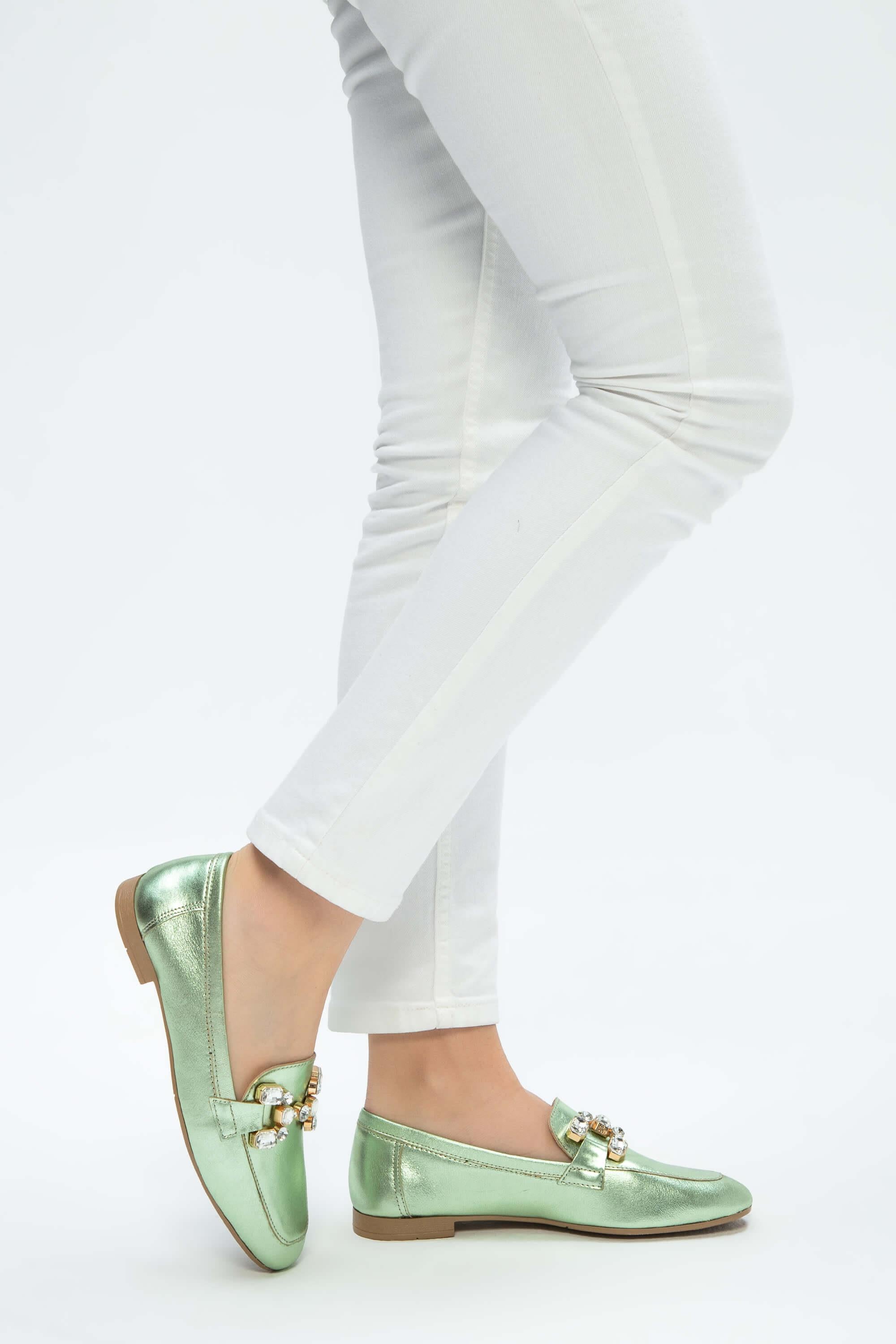 Tamer Tanca Yeşil Tamer Tanca Hakiki Kadın Deri Loafer Ayakkabı