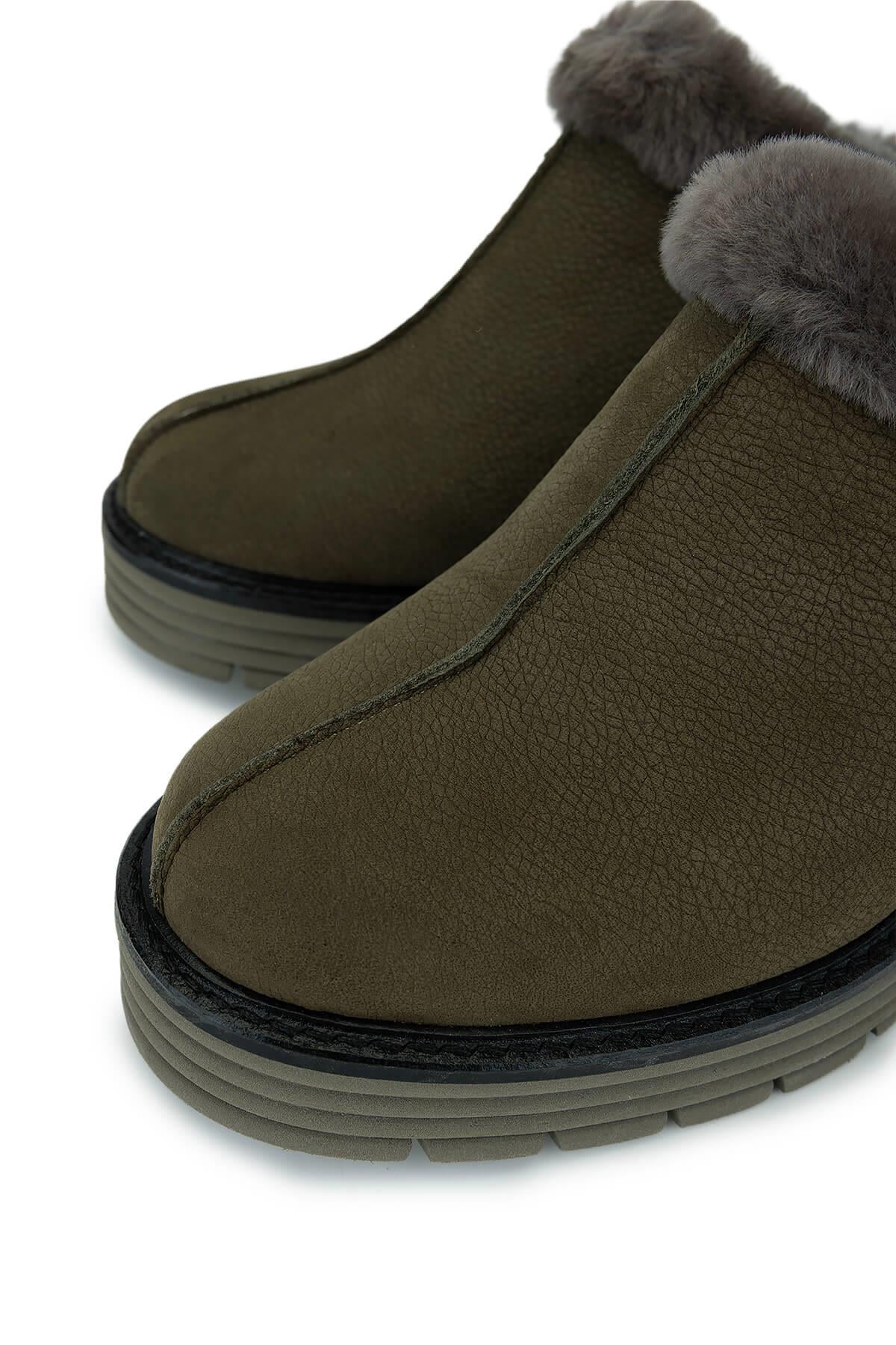 Tamer Tanca Siyah Nubuk Tamer Tanca Hakiki Deri Kadın Topuklu Terlik