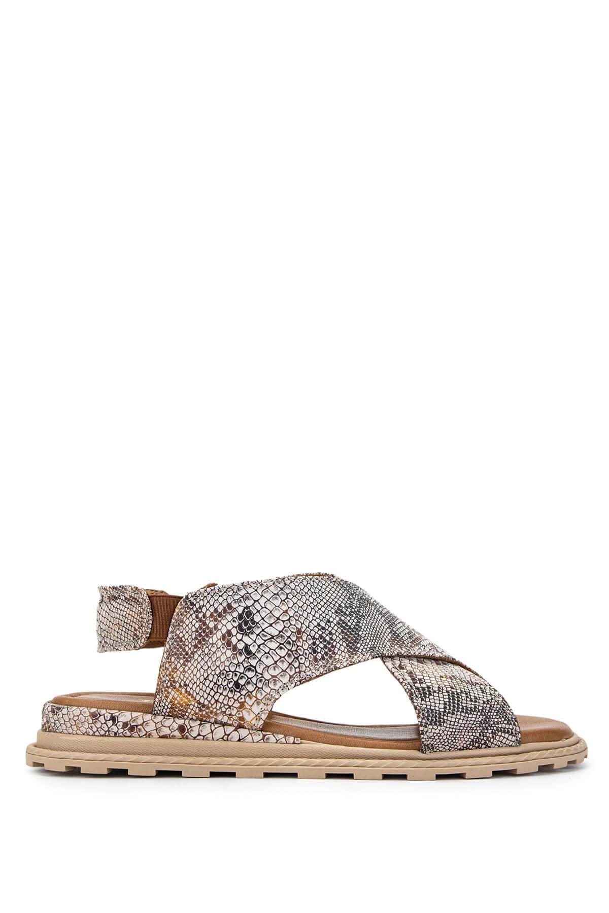 Tamer Tanca Bej Tamer Tanca Vegan Kadın Düz Sandalet