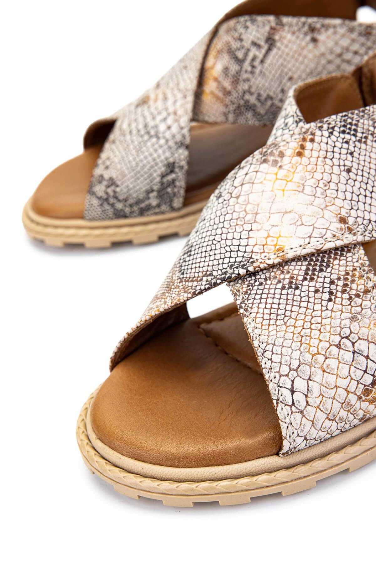 Tamer Tanca Bej Tamer Tanca Vegan Kadın Düz Sandalet