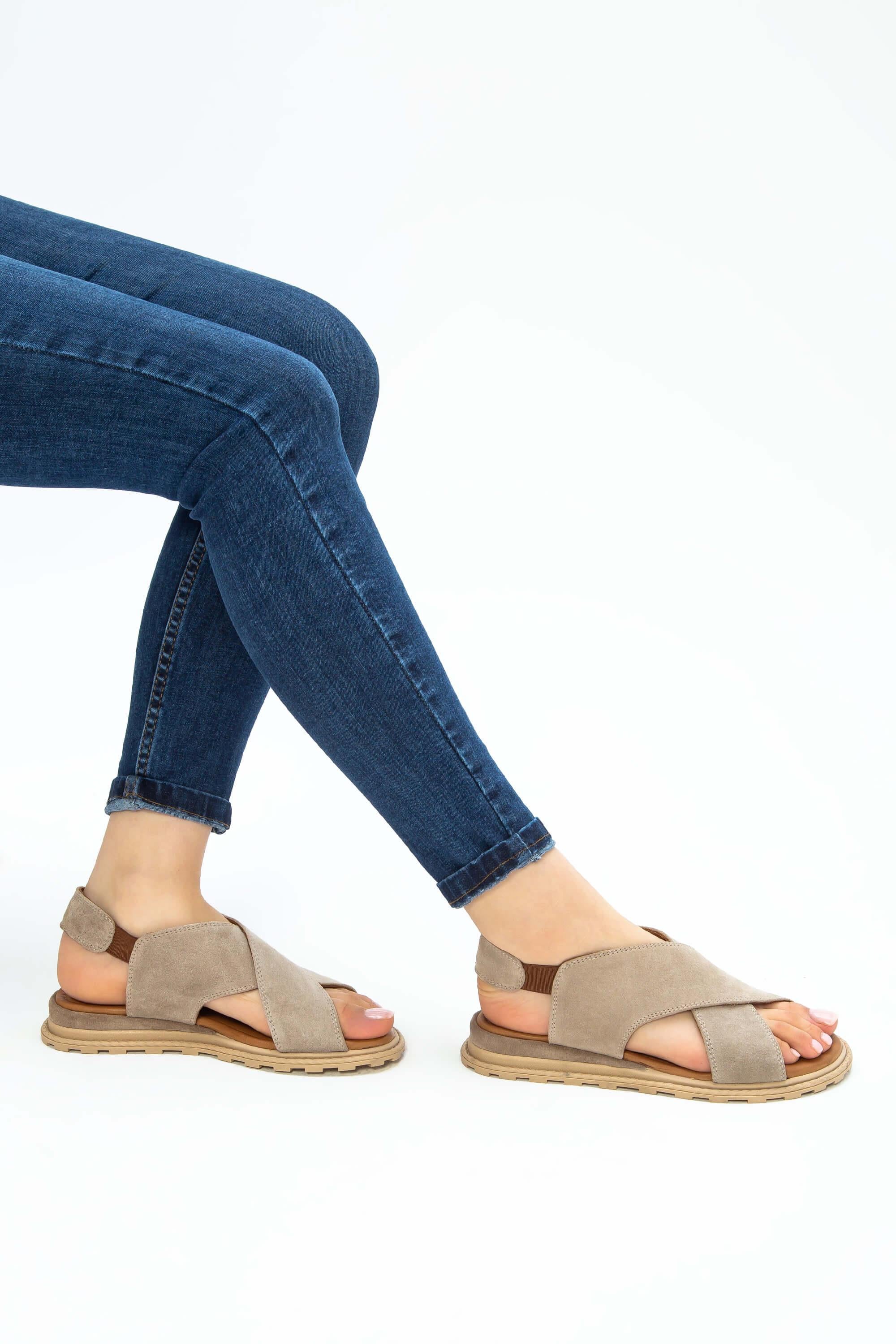 Tamer Tanca Bej Tamer Tanca Vegan Kadın Düz Sandalet