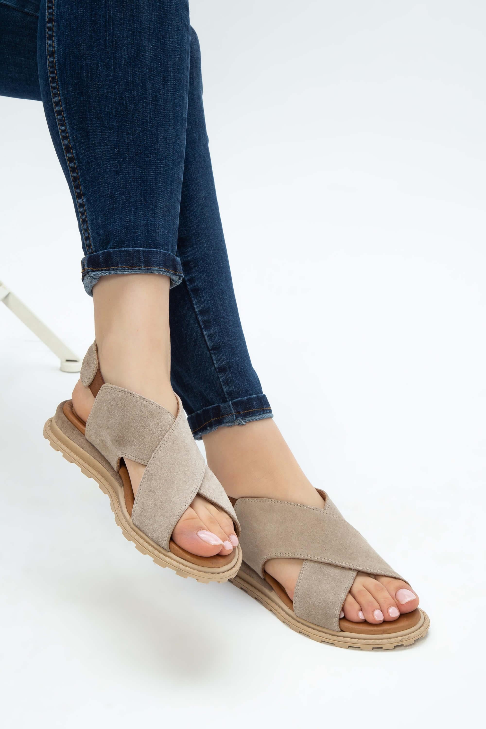 Tamer Tanca Bej Tamer Tanca Vegan Kadın Düz Sandalet