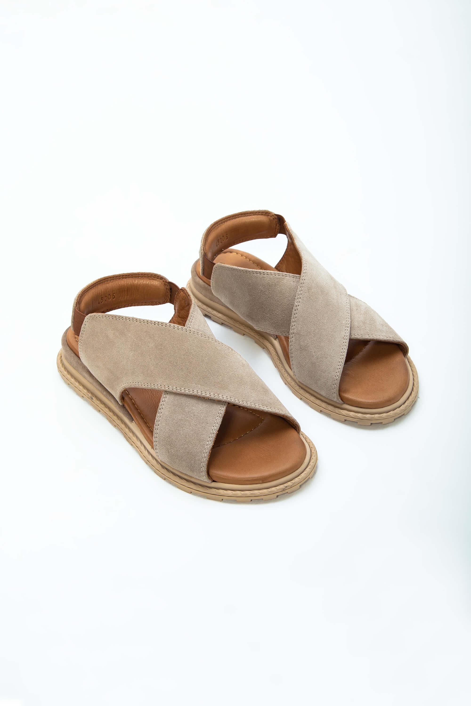 Tamer Tanca Bej Tamer Tanca Vegan Kadın Düz Sandalet