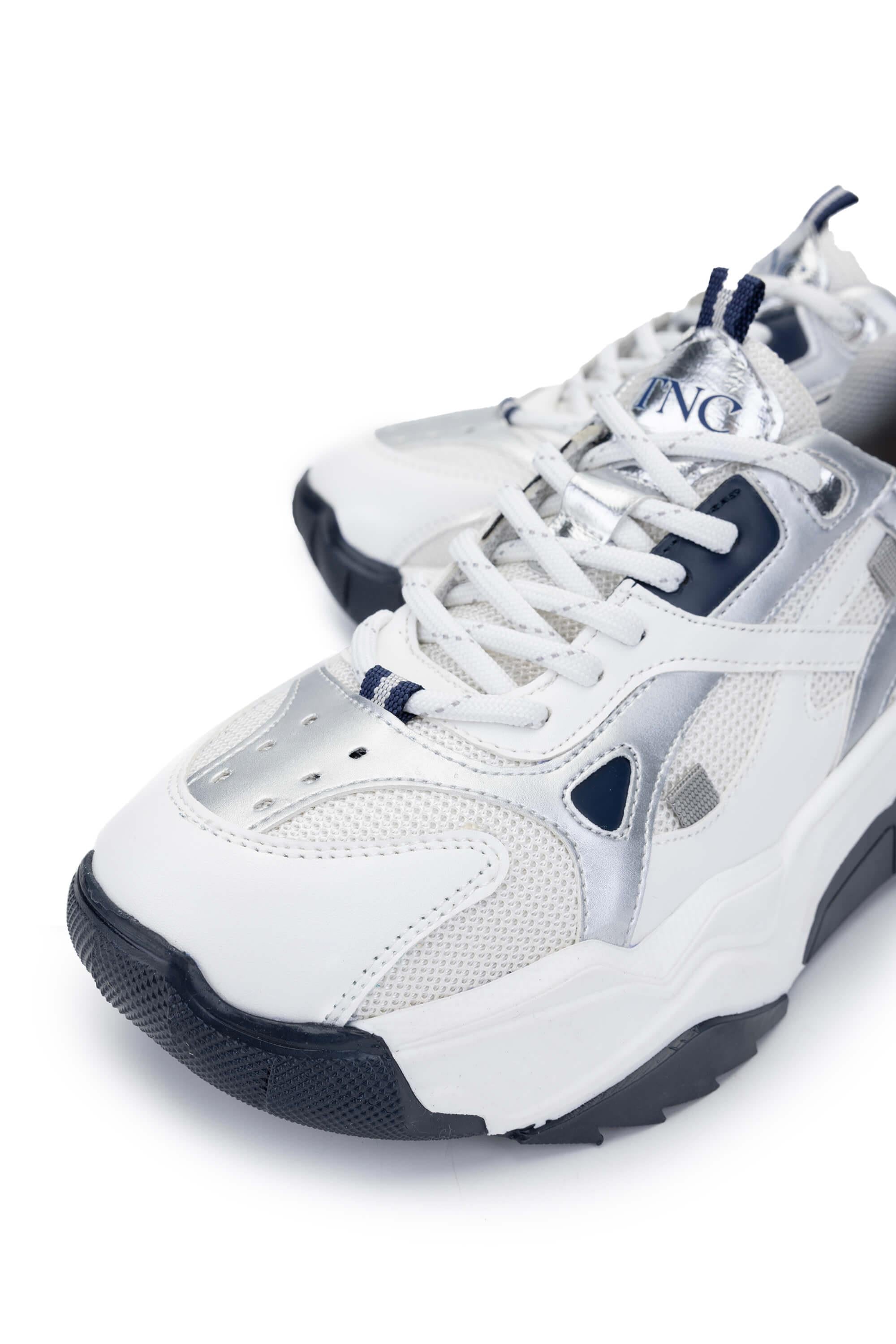 Tamer Tanca Beyaz Lacivert Tamer Tanca Vegan Kadın Sneakers Spor Ayakkabı