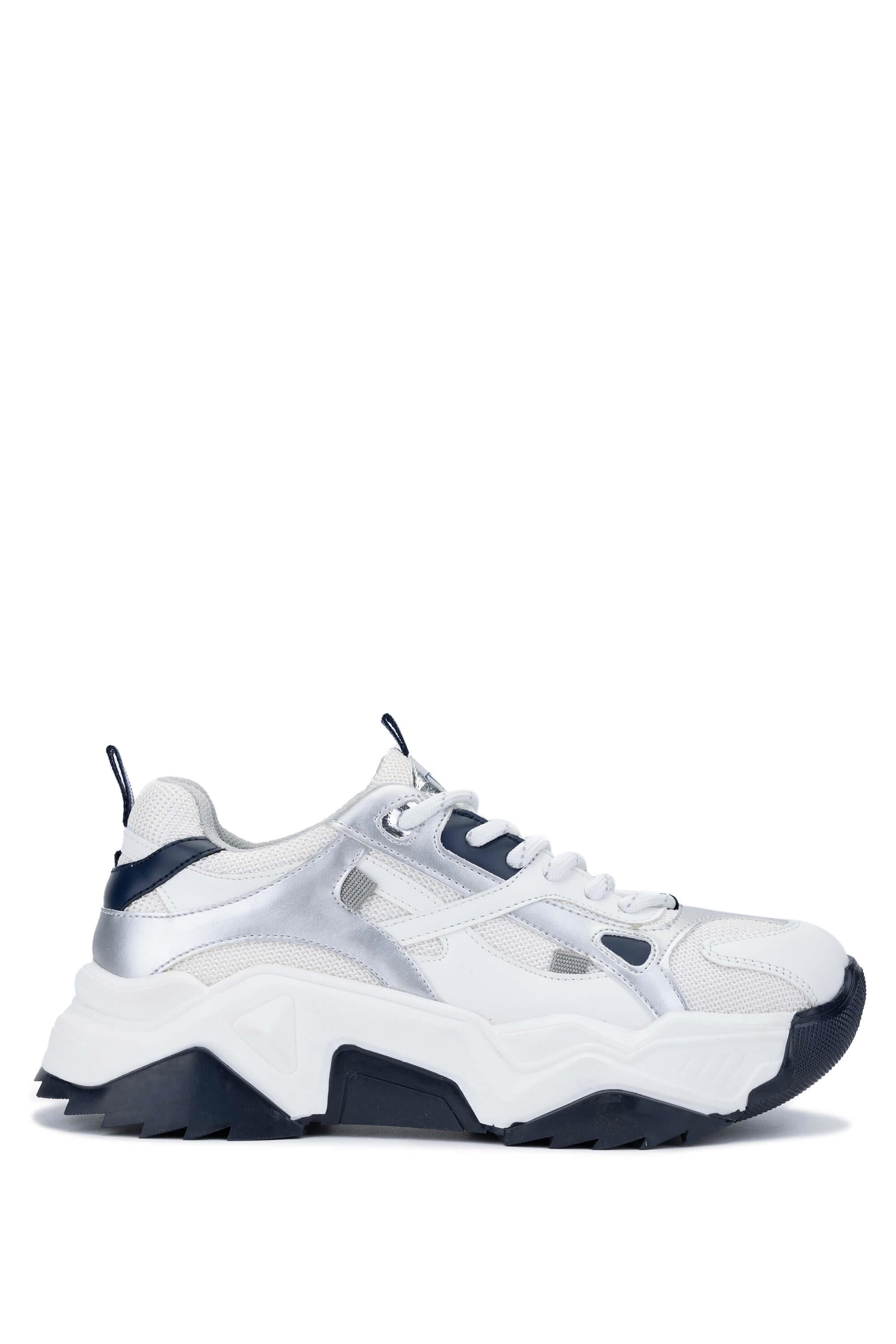 Tamer Tanca Beyaz Lacivert Tamer Tanca Vegan Kadın Sneakers Spor Ayakkabı