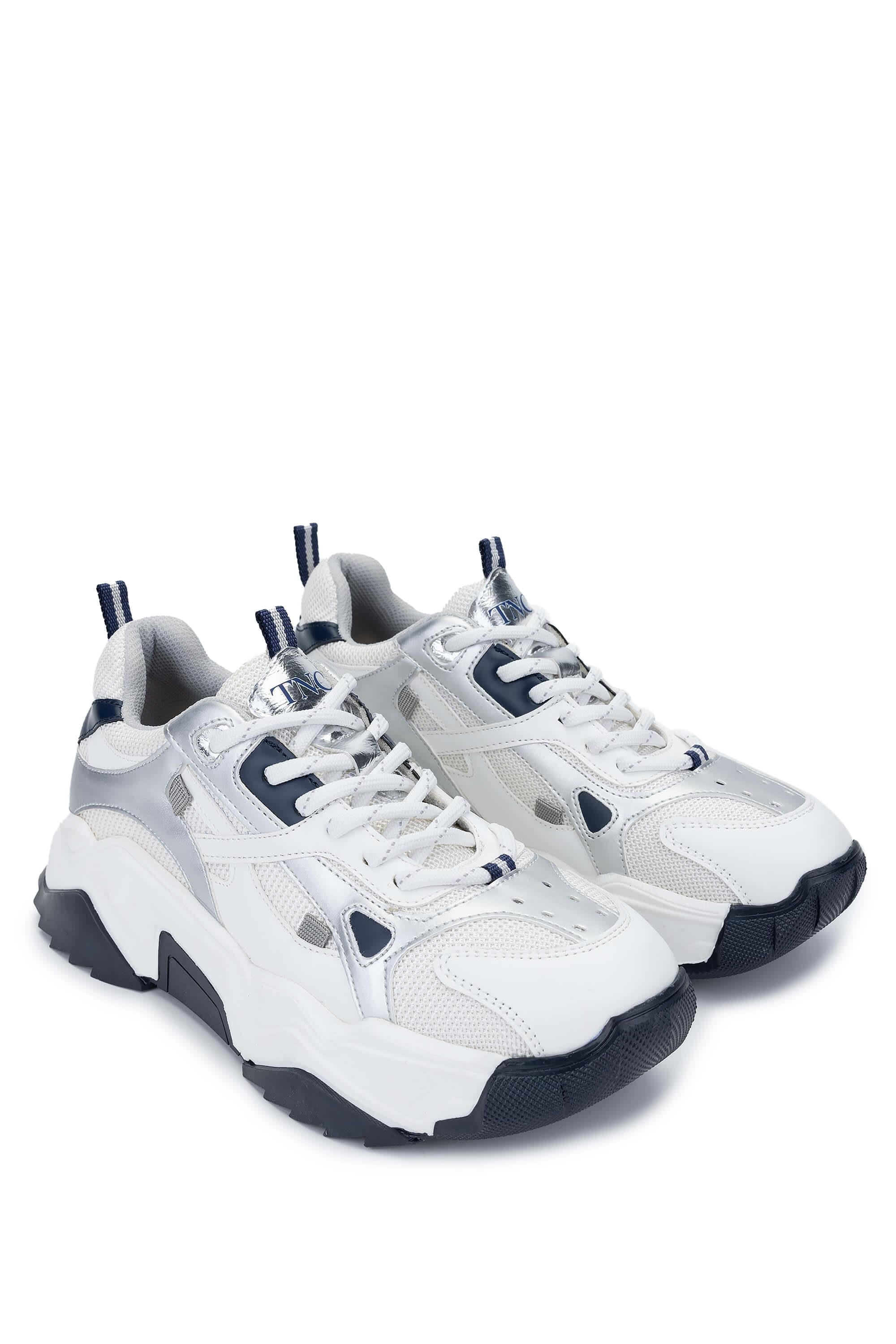 Tamer Tanca Beyaz Lacivert Tamer Tanca Vegan Kadın Sneakers Spor Ayakkabı