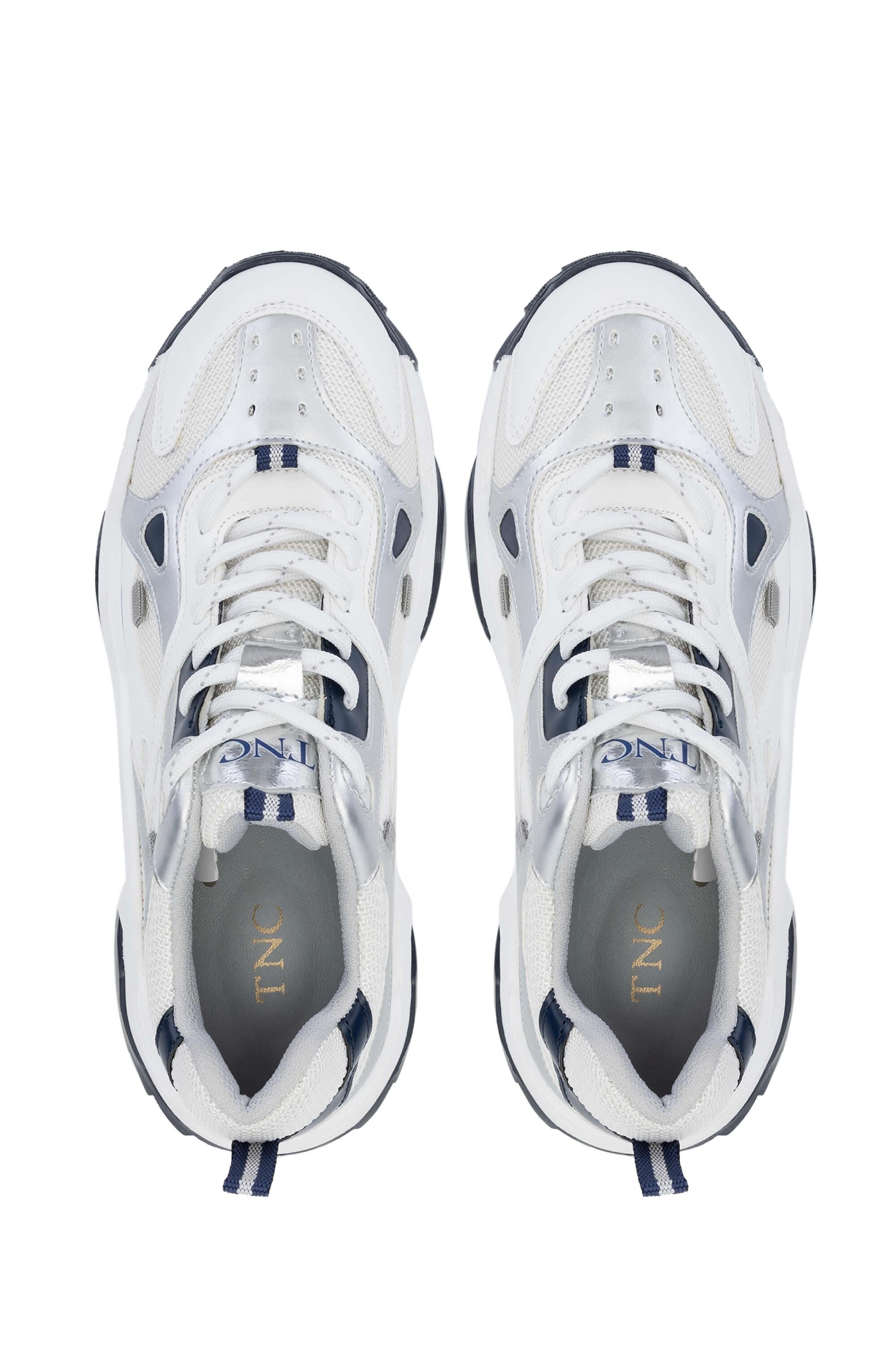 Tamer Tanca Beyaz Lacivert Tamer Tanca Vegan Kadın Sneakers Spor Ayakkabı