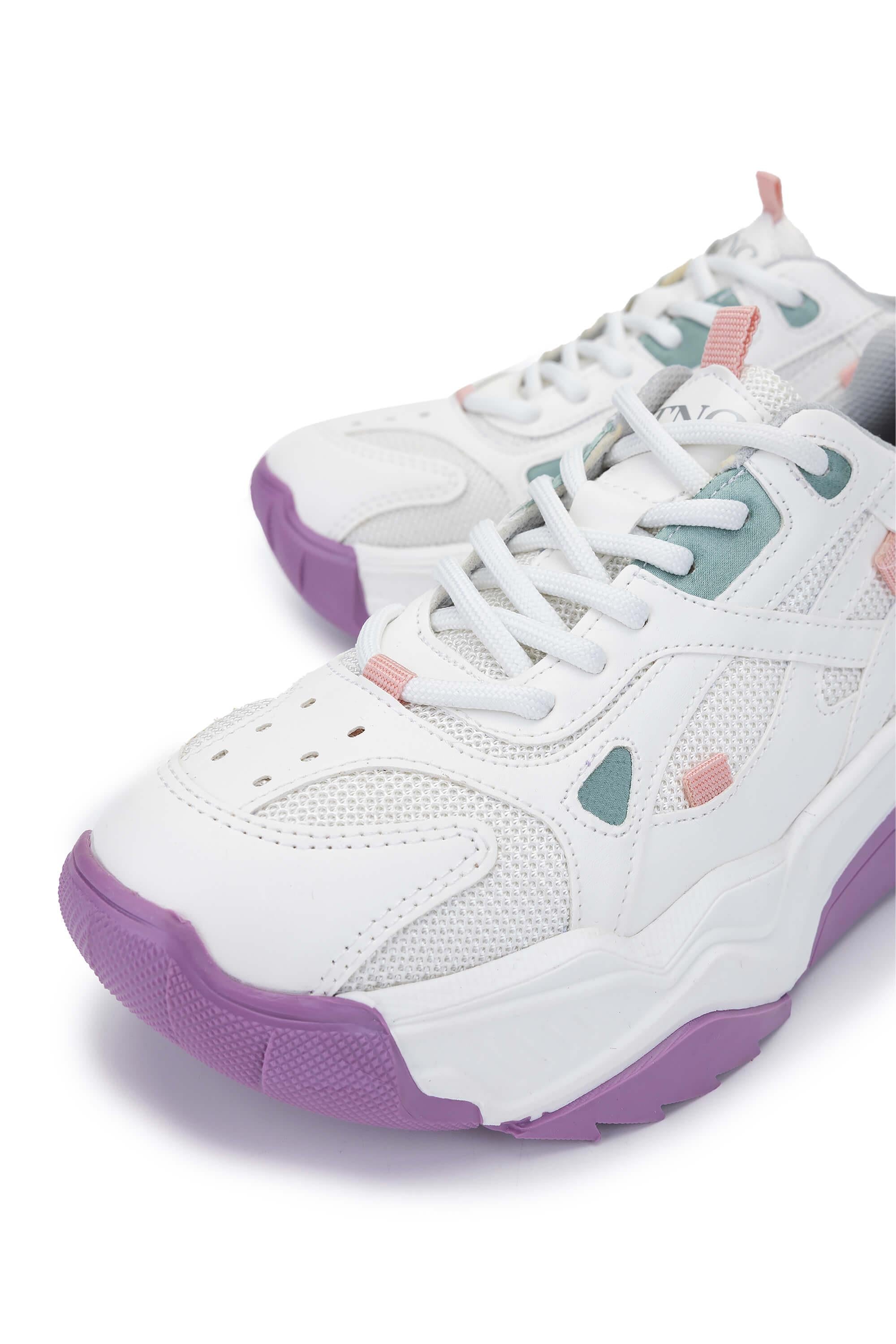 Tamer Tanca Beyaz Lacivert Tamer Tanca Vegan Kadın Sneakers Spor Ayakkabı