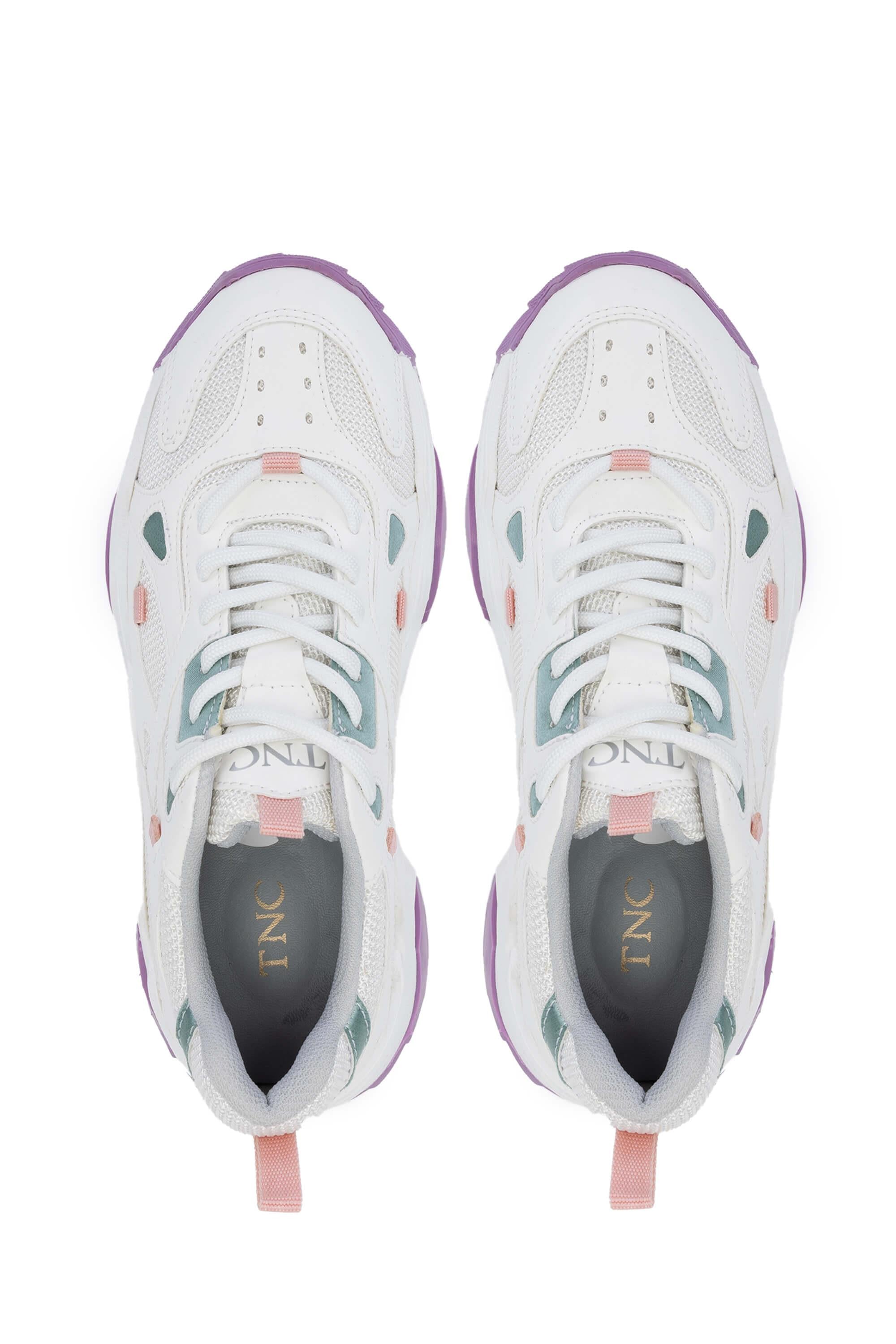 Tamer Tanca Beyaz Lacivert Tamer Tanca Vegan Kadın Sneakers Spor Ayakkabı