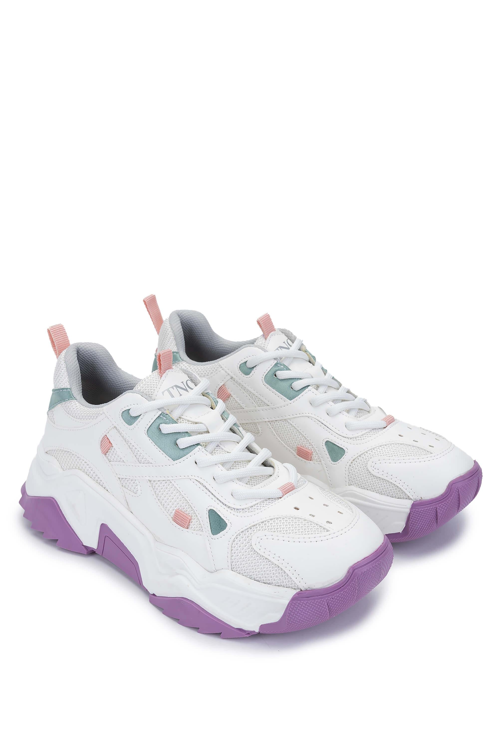 Tamer Tanca Beyaz Lacivert Tamer Tanca Vegan Kadın Sneakers Spor Ayakkabı