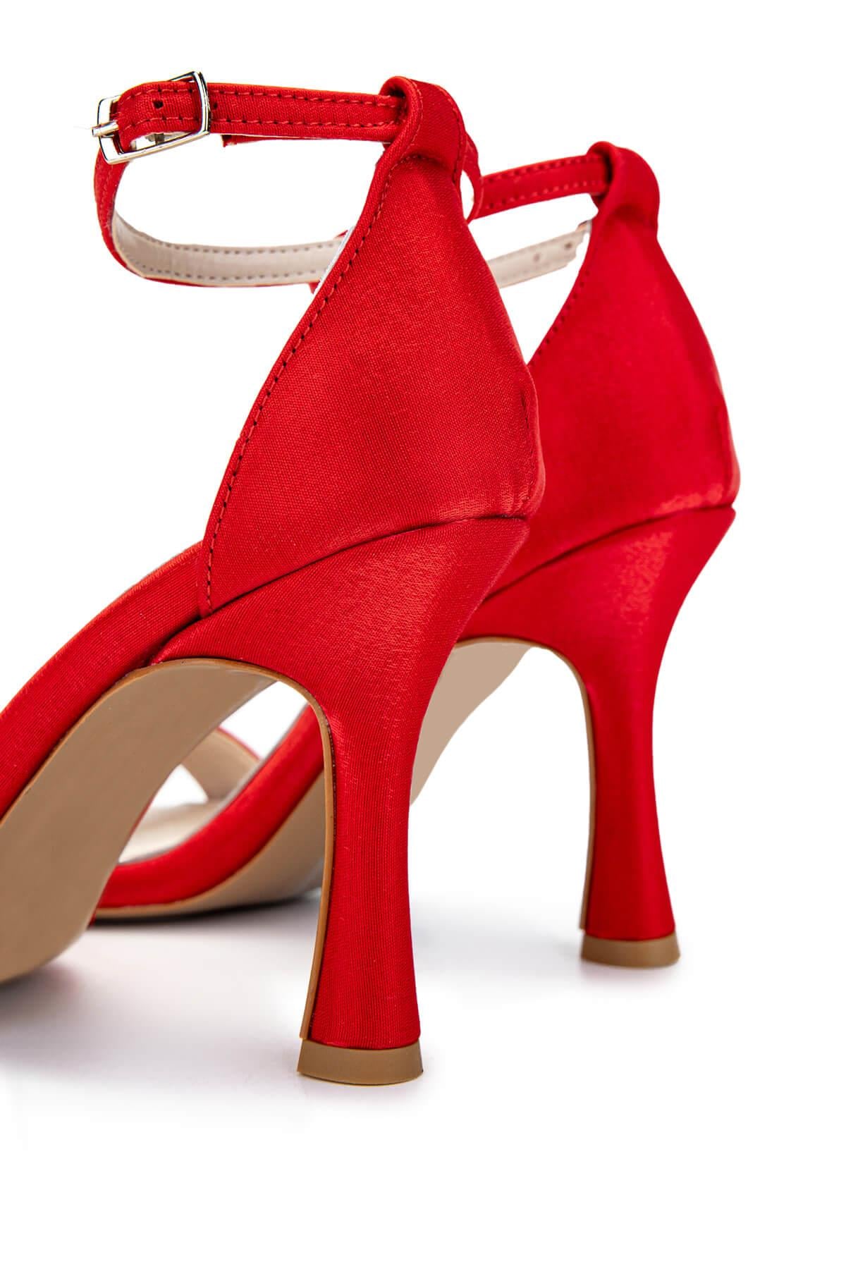 Tamer Tanca Kırmızı Tamer Tanca Vegan Kadın Saten Topuklu Ayakkabı