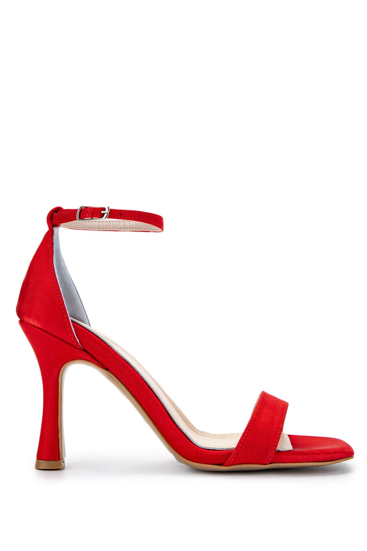 Tamer Tanca Kırmızı Tamer Tanca Vegan Kadın Saten Topuklu Ayakkabı