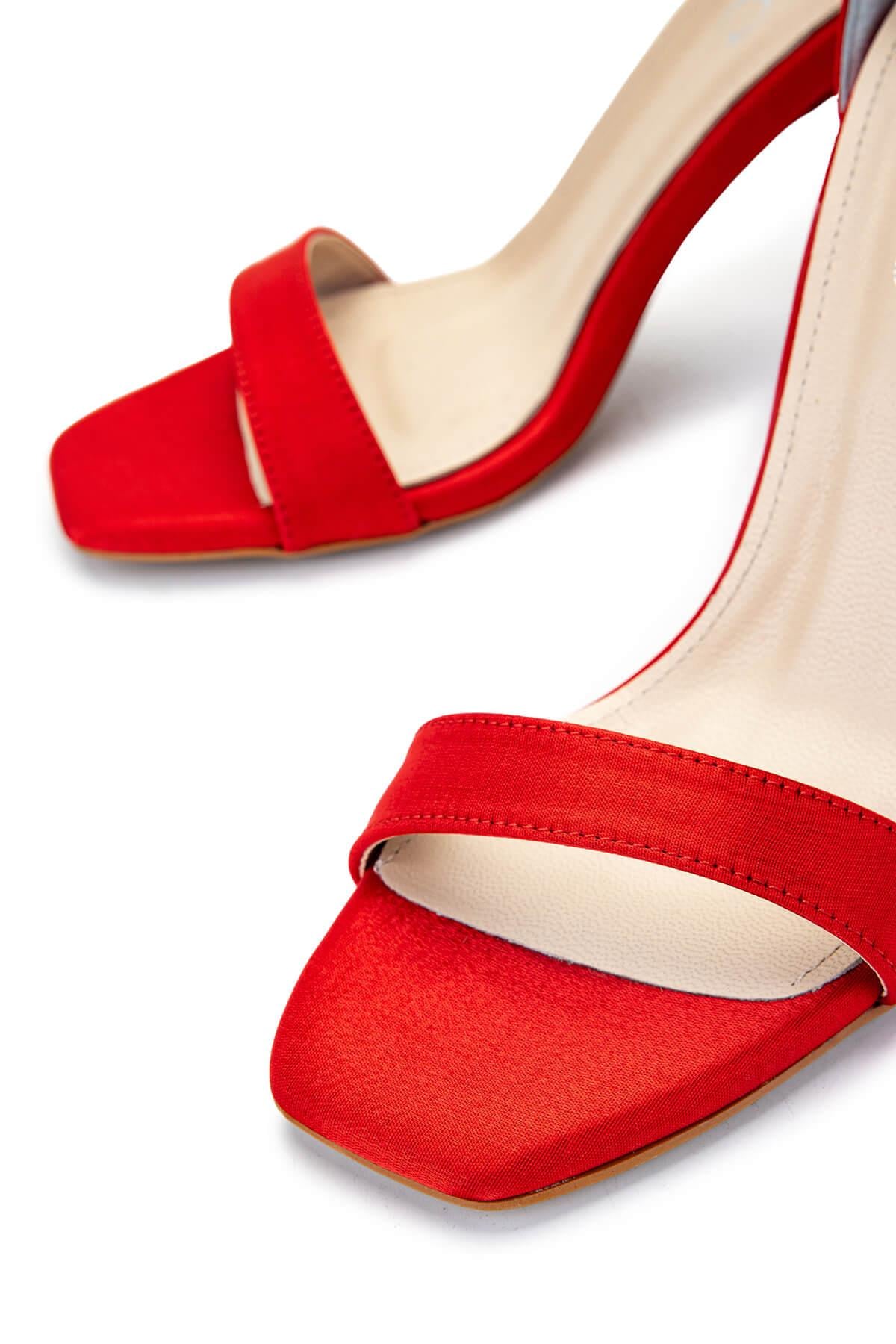 Tamer Tanca Kırmızı Tamer Tanca Vegan Kadın Saten Topuklu Ayakkabı