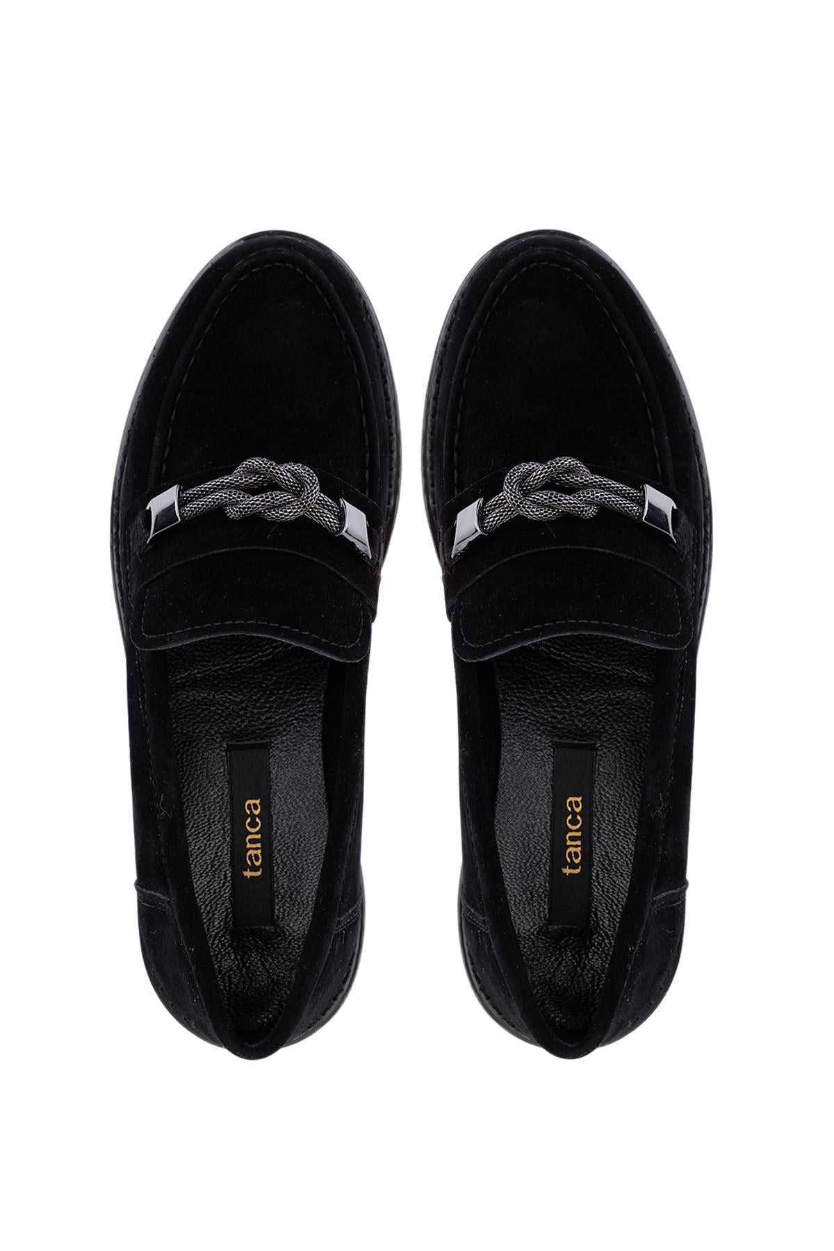 Tamer Tanca Siyah Süet Tamer Tanca Vegan Kadın Loafer Ayakkabı