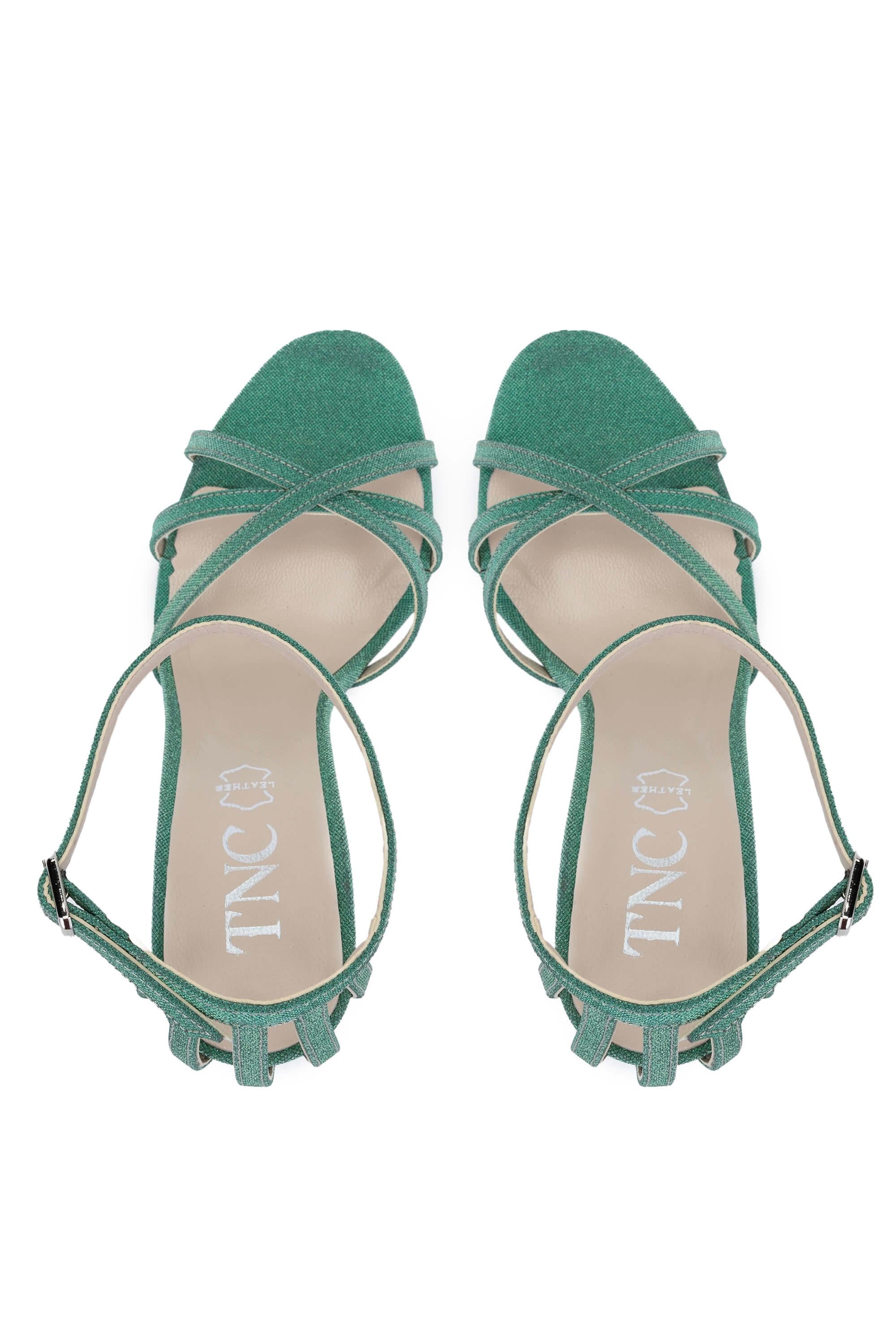 Tamer Tanca Yeşil Tamer Tanca Vegan Kadın Topuklu Sandalet