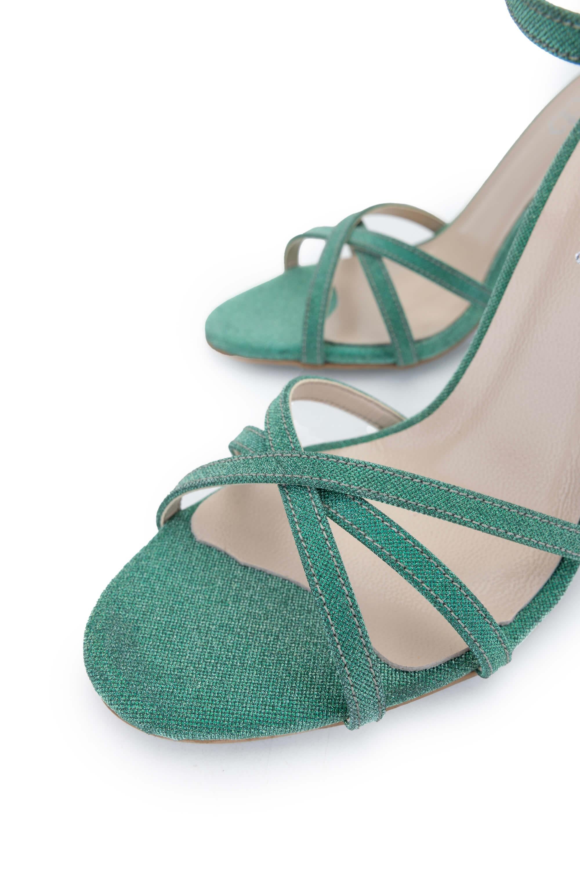 Tamer Tanca Yeşil Tamer Tanca Vegan Kadın Topuklu Sandalet