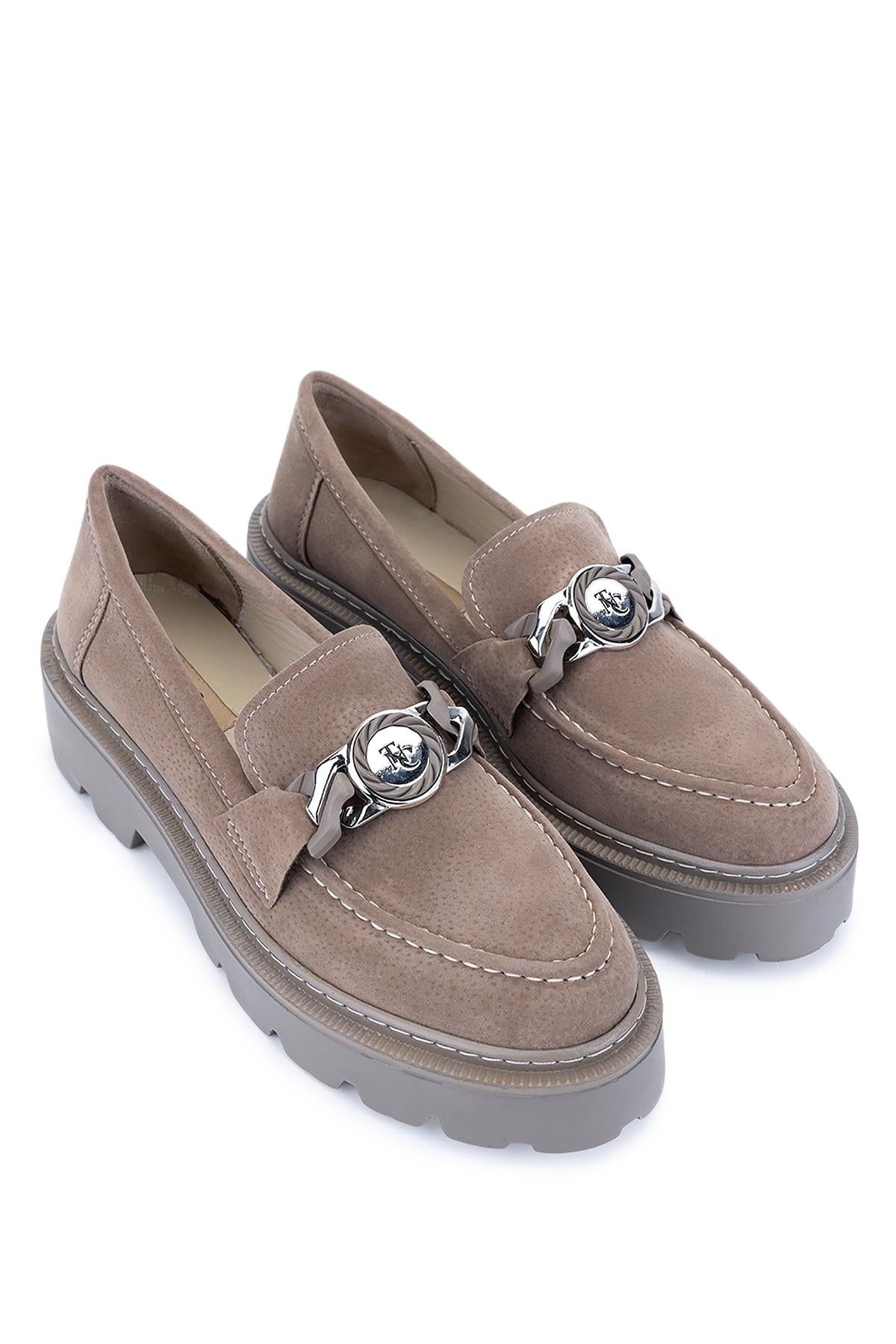 Tamer Tanca Vizon Süet Tamer Tanca Vegan Kadın Loafer Ayakkabı