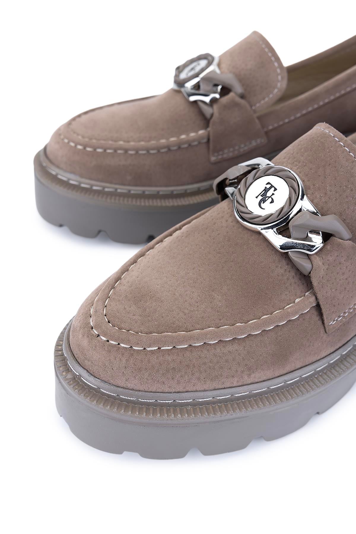 Tamer Tanca Vizon Süet Tamer Tanca Vegan Kadın Loafer Ayakkabı