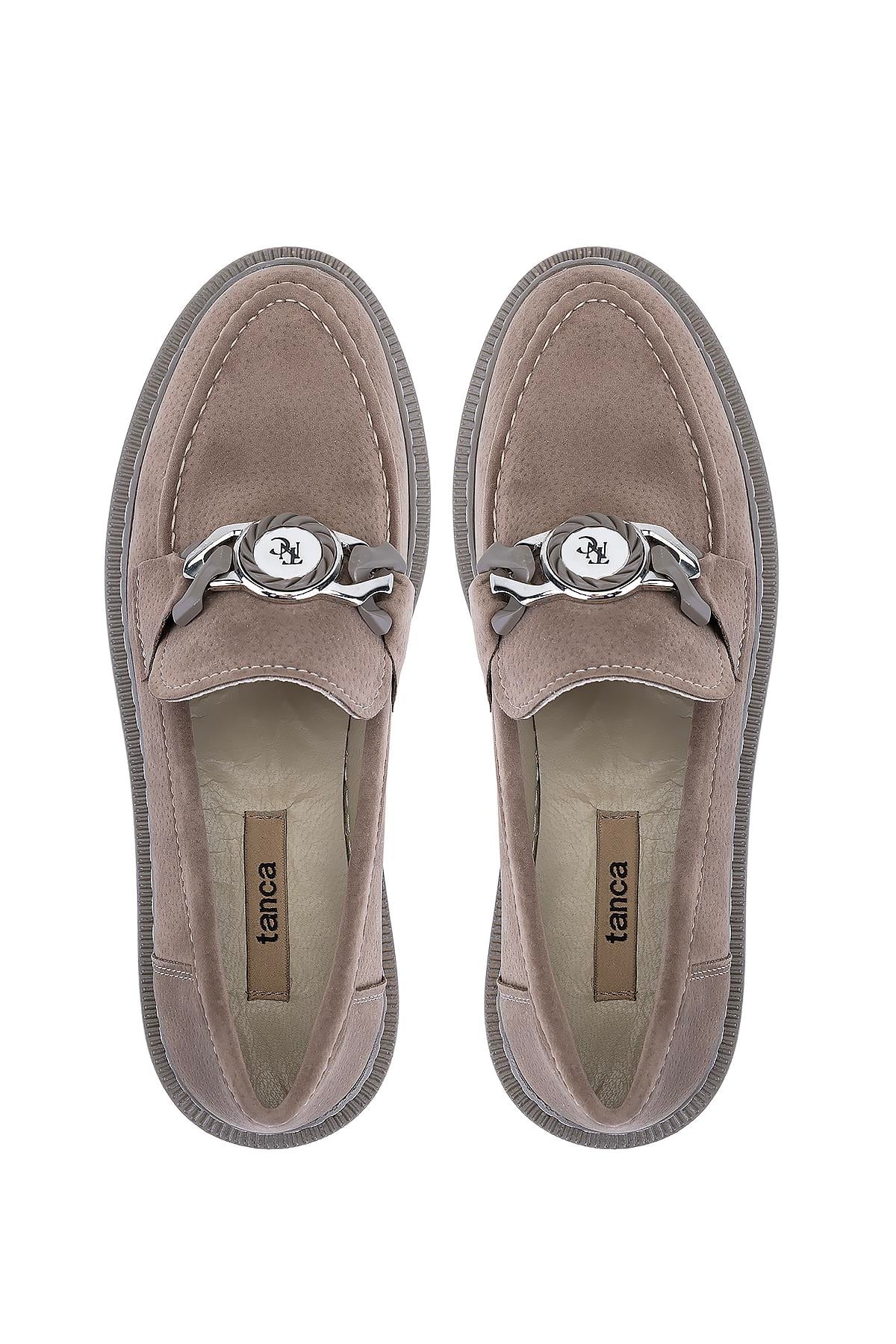 Tamer Tanca Vizon Süet Tamer Tanca Vegan Kadın Loafer Ayakkabı