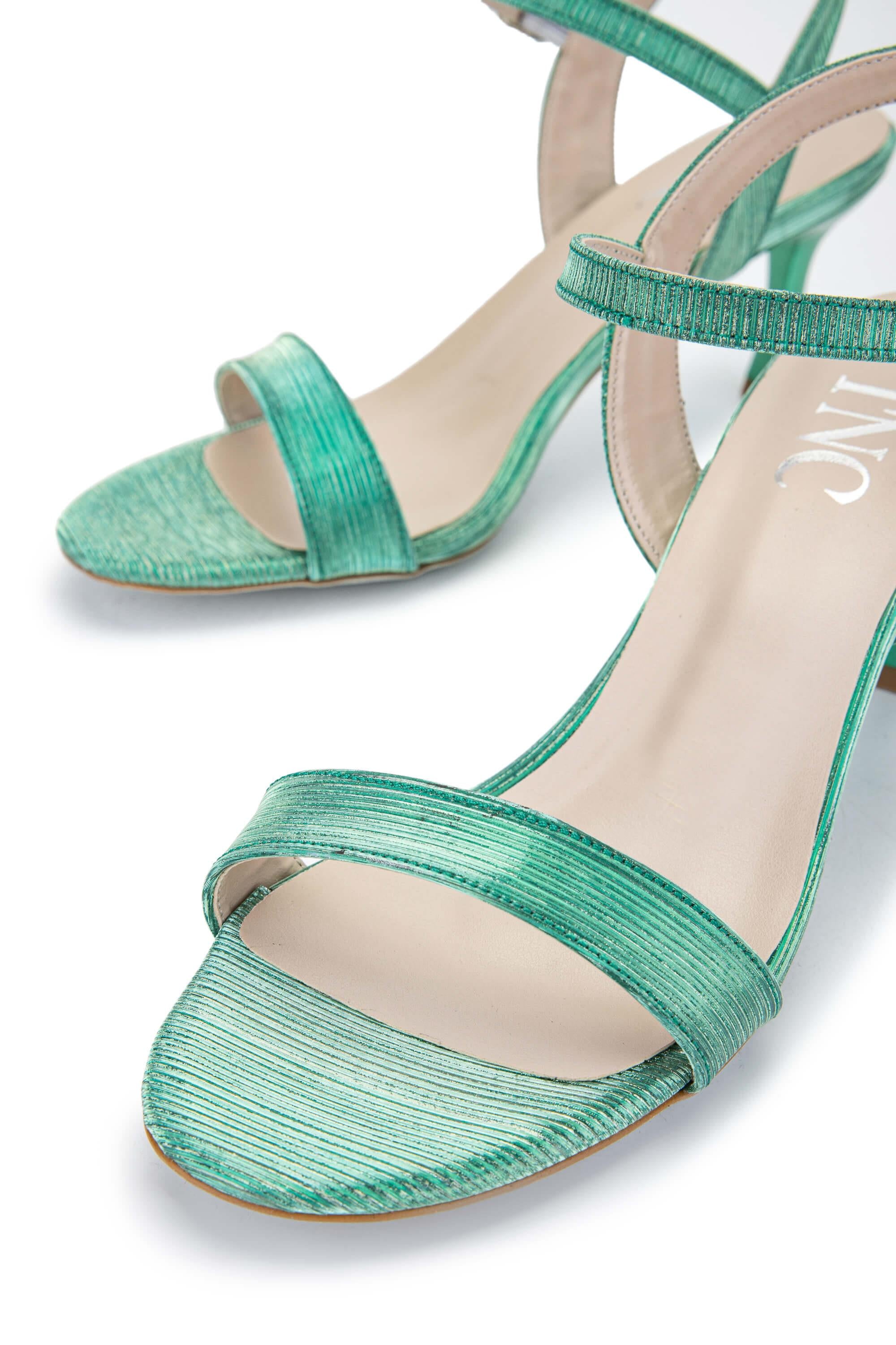 Tamer Tanca Yeşil Tamer Tanca Vegan Kadın Topuklu Sandalet