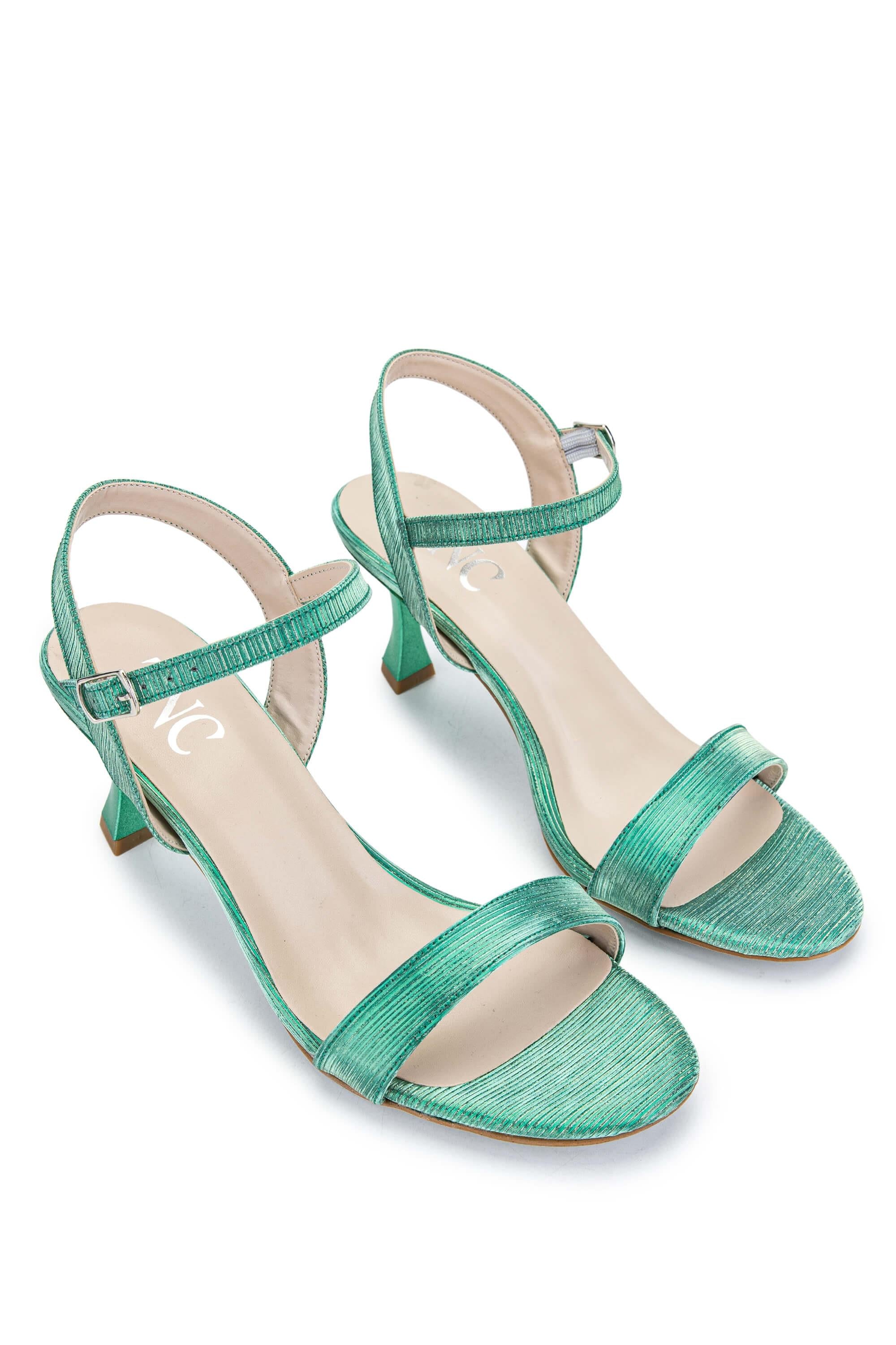 Tamer Tanca Yeşil Tamer Tanca Vegan Kadın Topuklu Sandalet