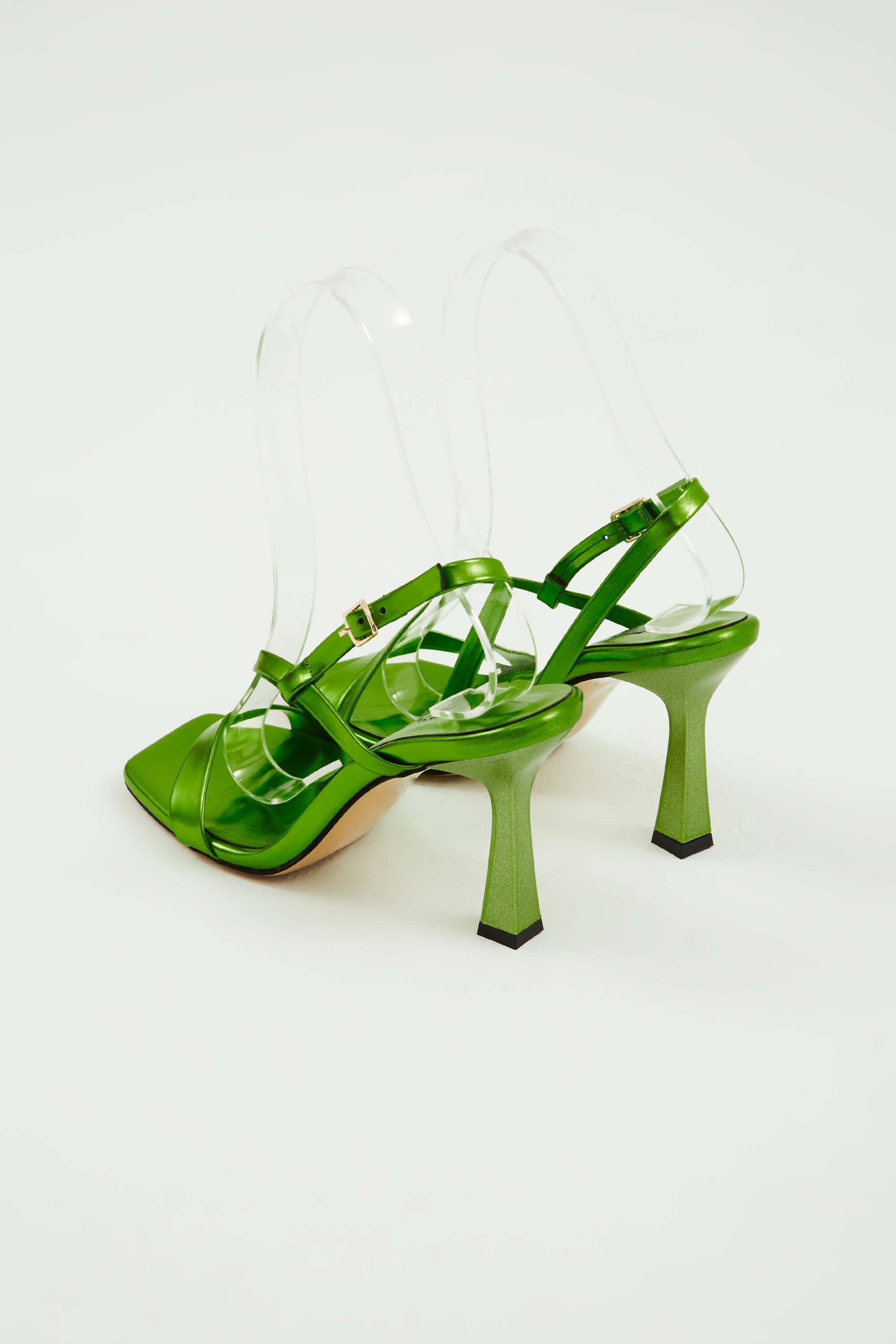 Tamer Tanca Yeşil Tamer Tanca Vegan Kadın Topuklu Sandalet