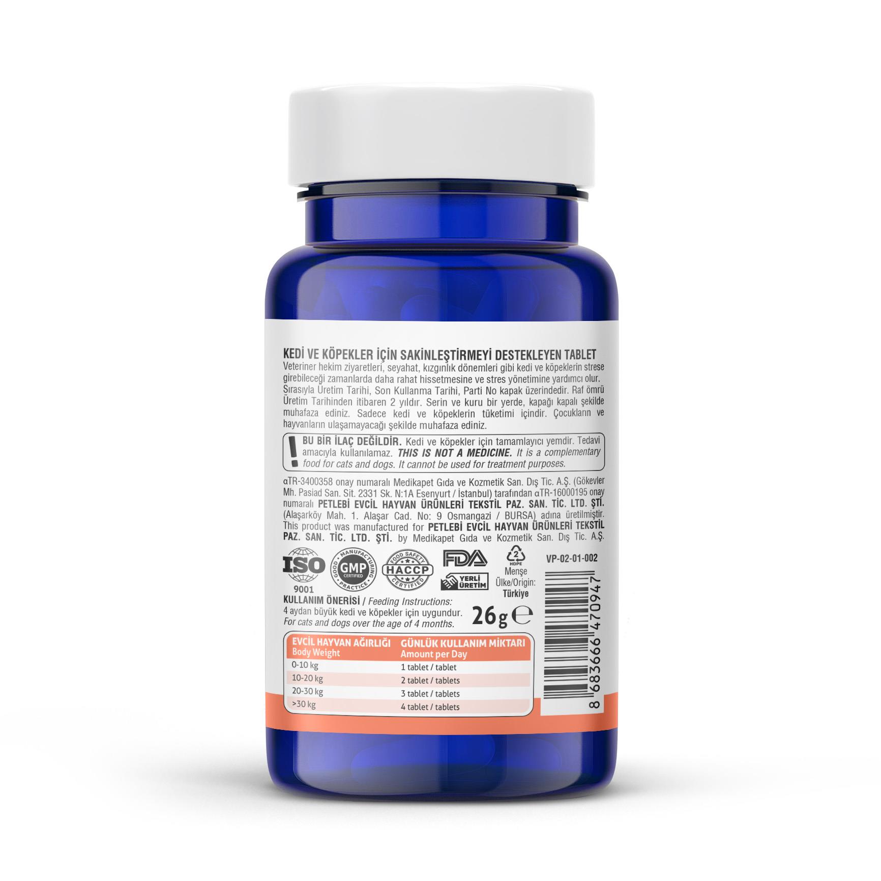 Vet's Plus Calming Kedi ve Köpekler İçin Sakinleştirici Tablet (75'li)