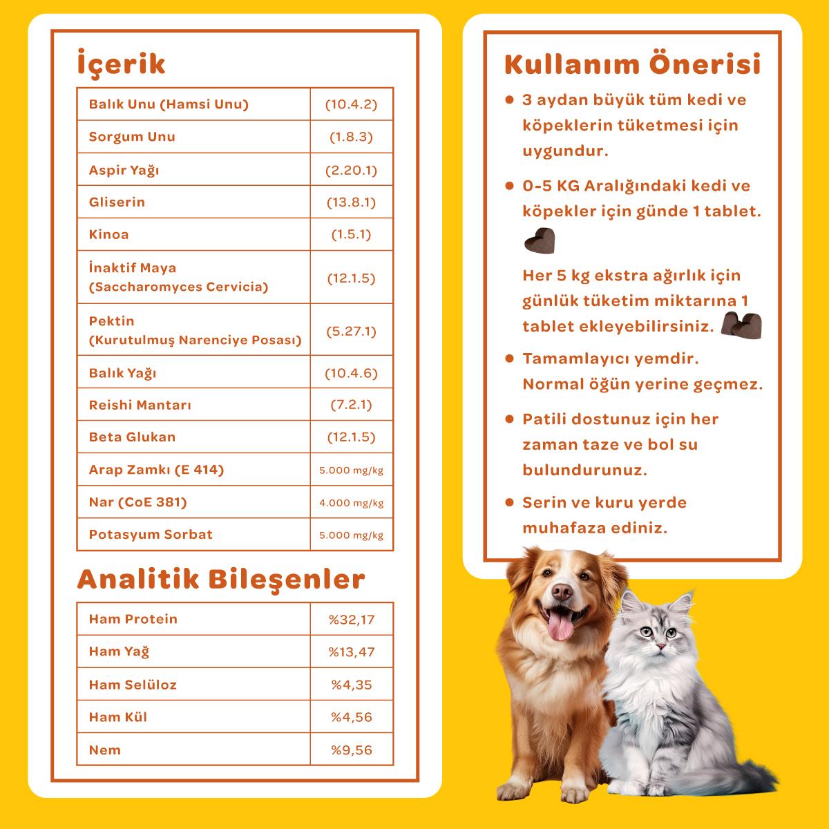 Vet's Plus Immune Kedi ve Köpekler İçin Bağışıklık Sistemi Destekleyici Çiğnenebilir Tablet (60'lı)
