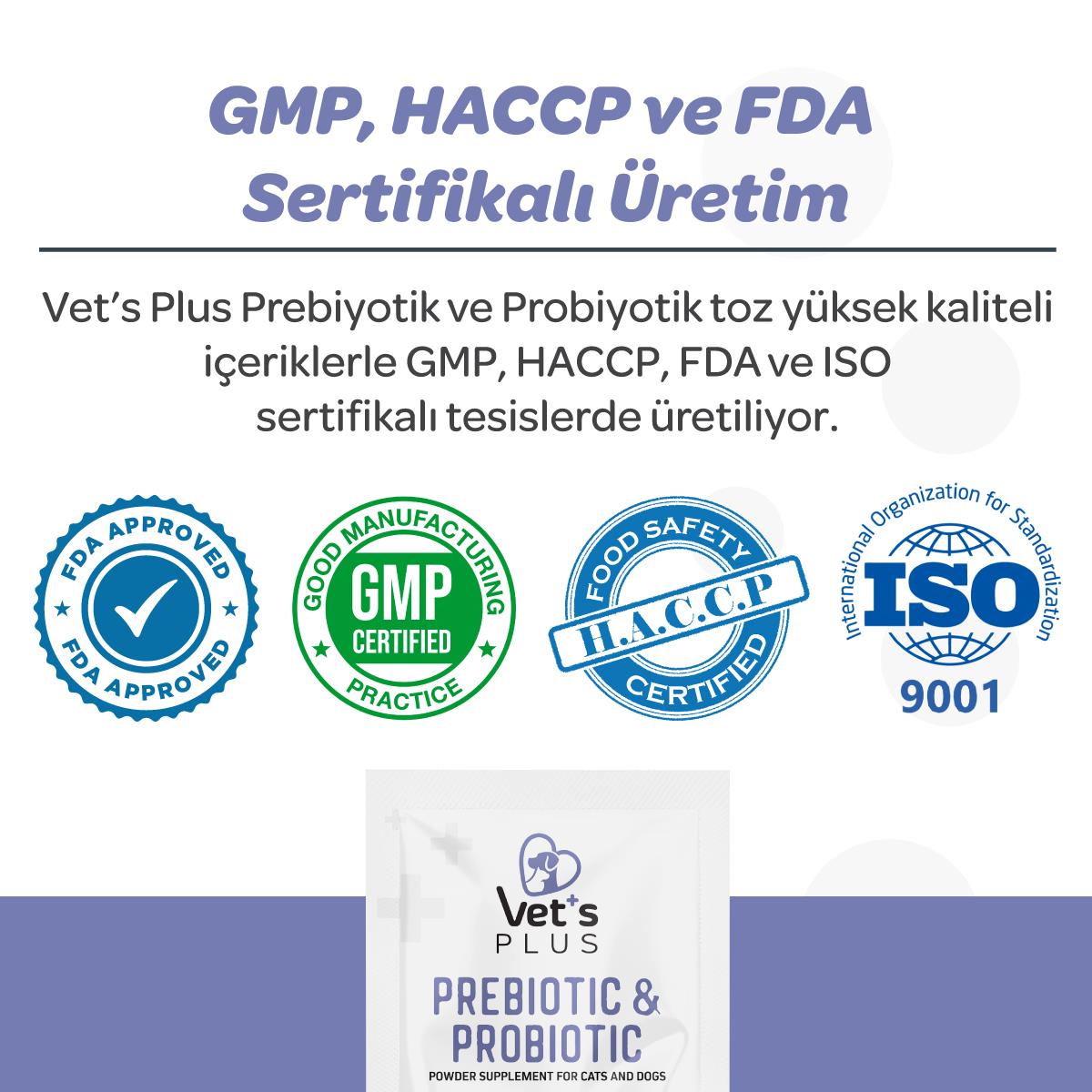 Vet's Plus Kedi ve Köpekler İçin Prebiyotik ve Probiyotik Toz 2gr (30'lu)