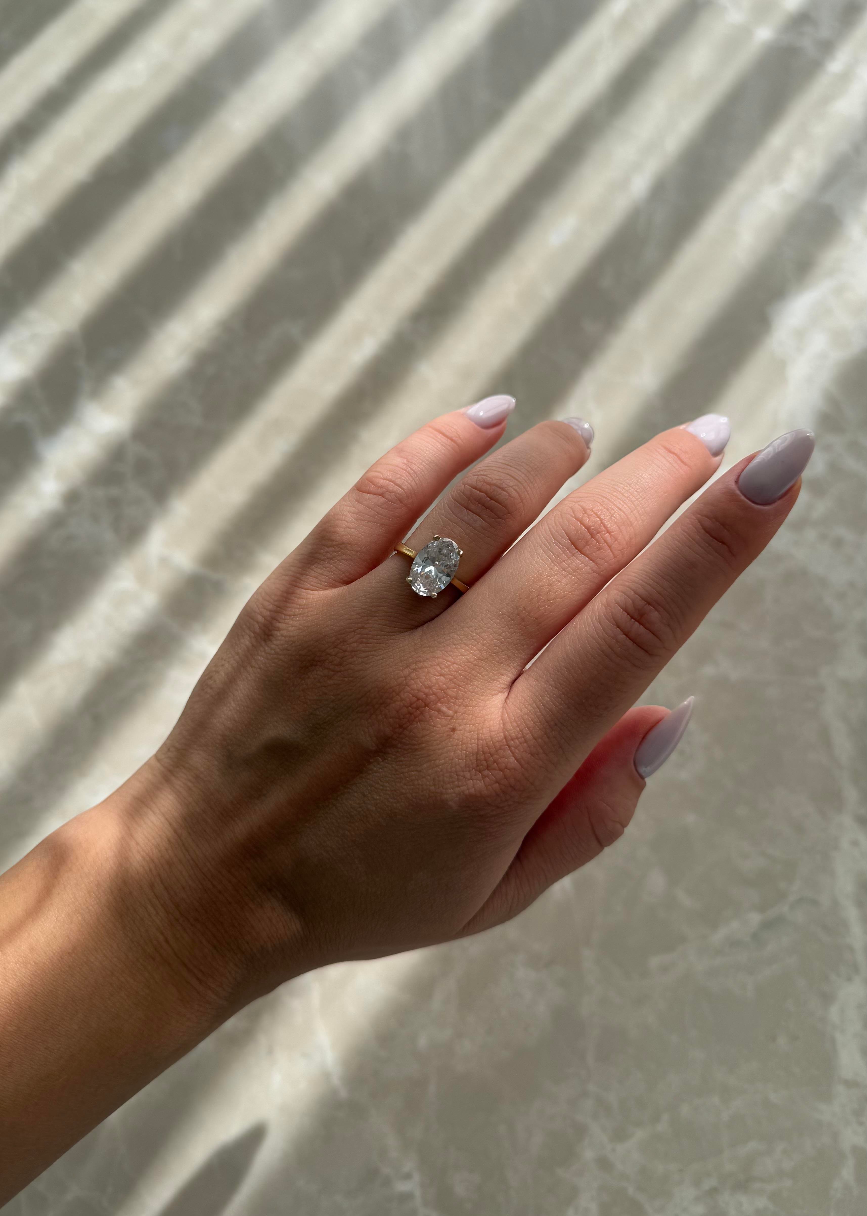 925 Gümüş | 3ct. Oval Tek Taş Yüzük 