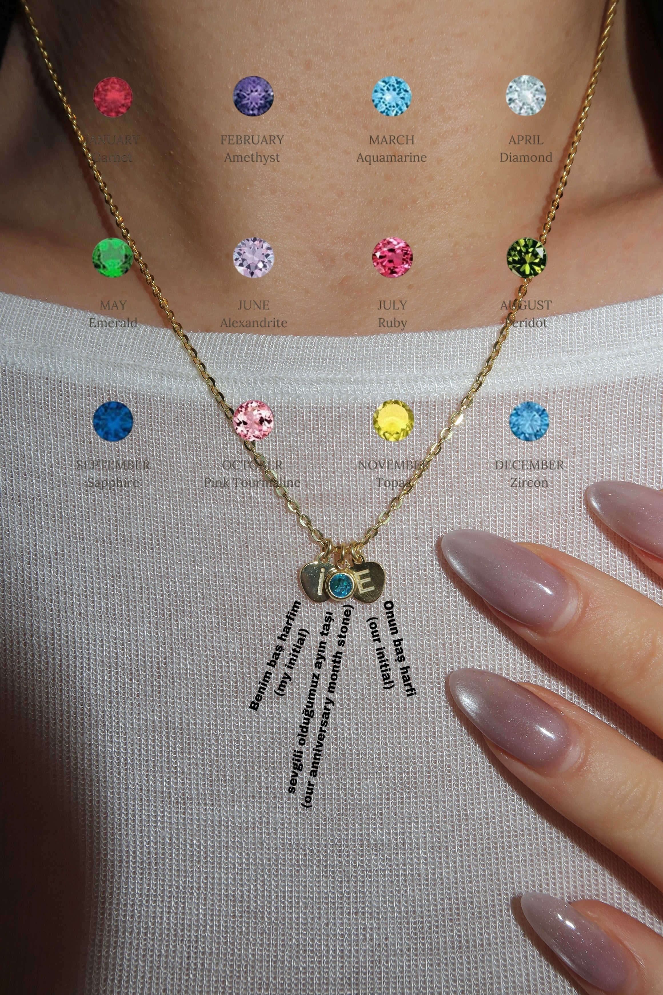 925 Silver | Disc Initial with Birthstone Necklace