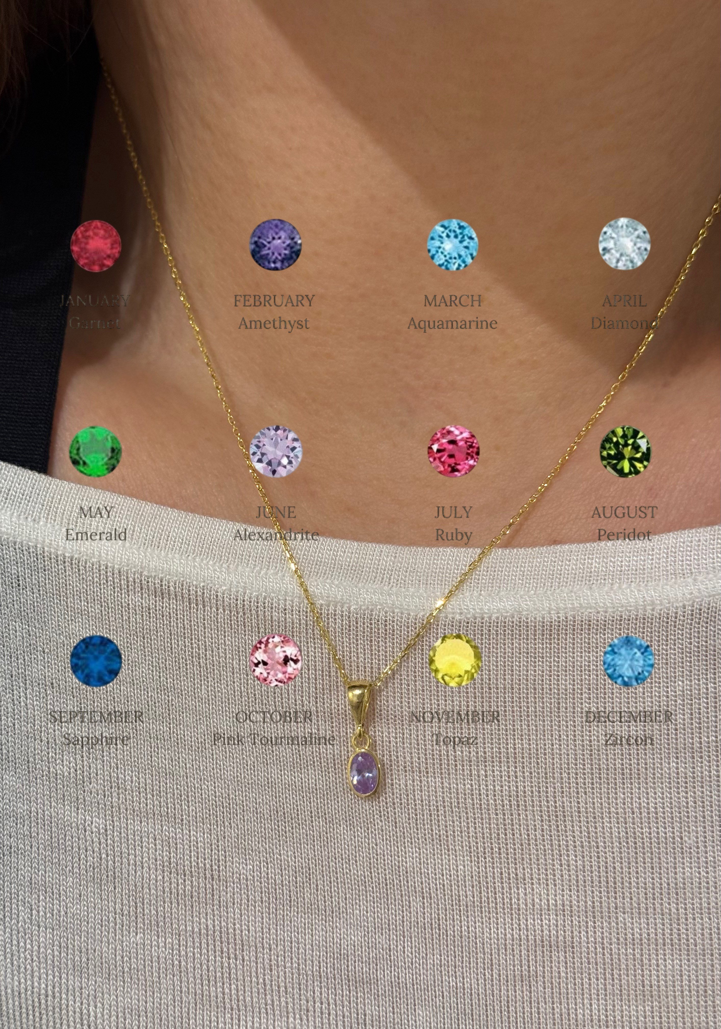 925 Silver | Minimal Birthstone Necklace