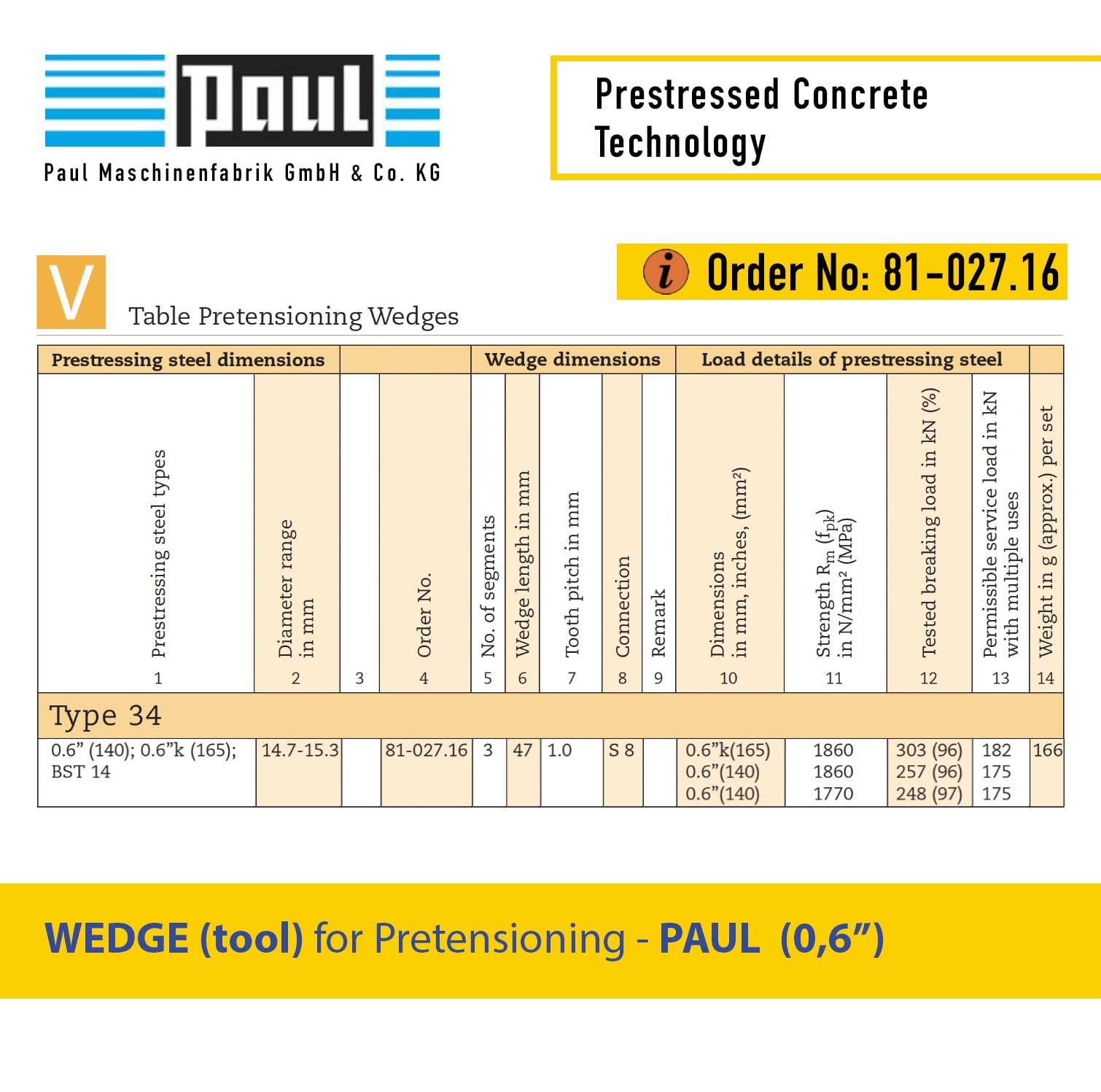 Paul 0.6'' Pre-tension wedge