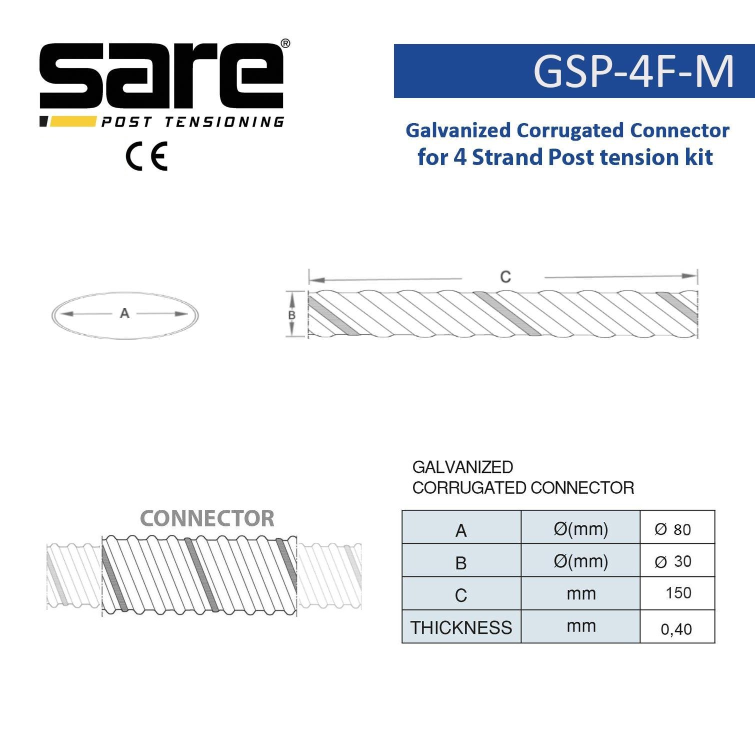 Flat Type Galvanized Corrugated Connector 0,40 / Length : 0,20 mt