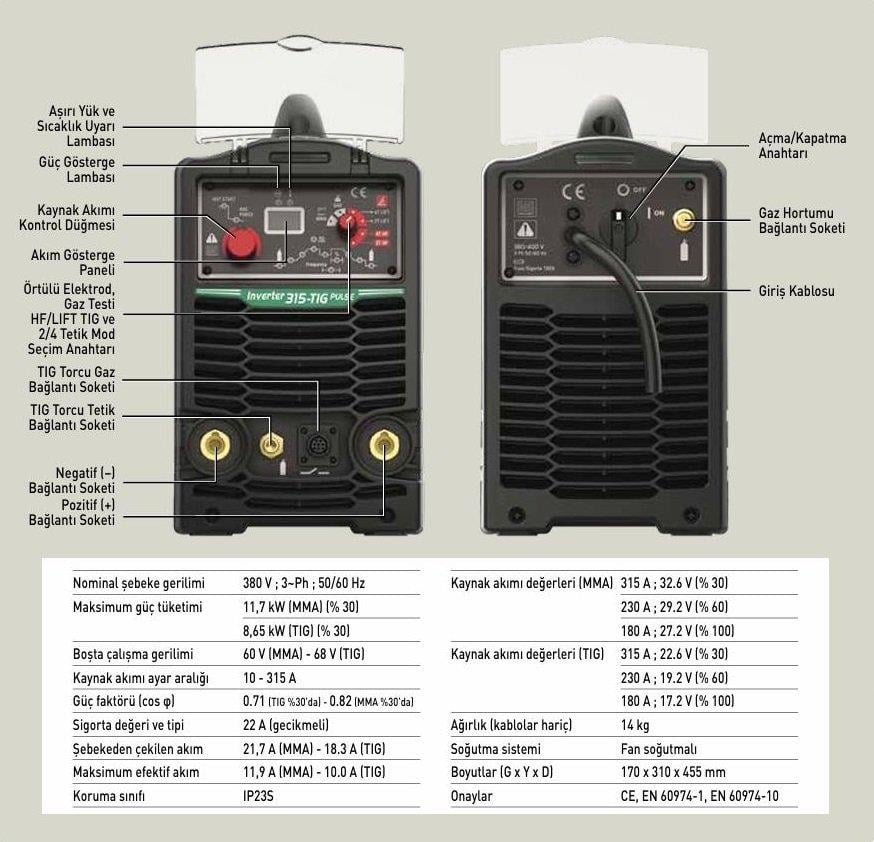 ASKAYNAK İnverter 315-TIG/Pulse DC Tig - Argon Kaynak Makinası 315 Amper