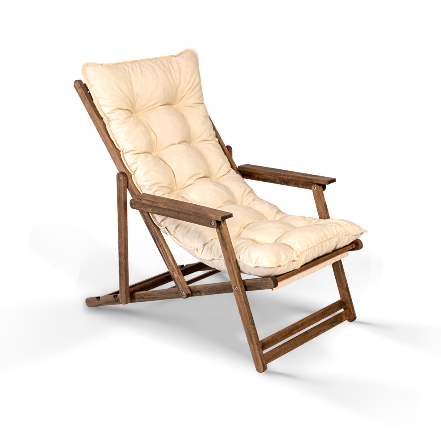 Bahex Loft 2+1 Ahşap Kollu Şezlong Set 