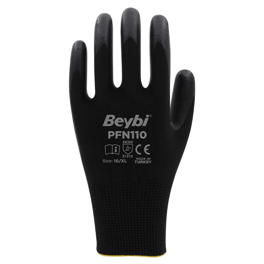 BEYBİ PFN110 Siyah Köpük Nitril Eldiven No.9