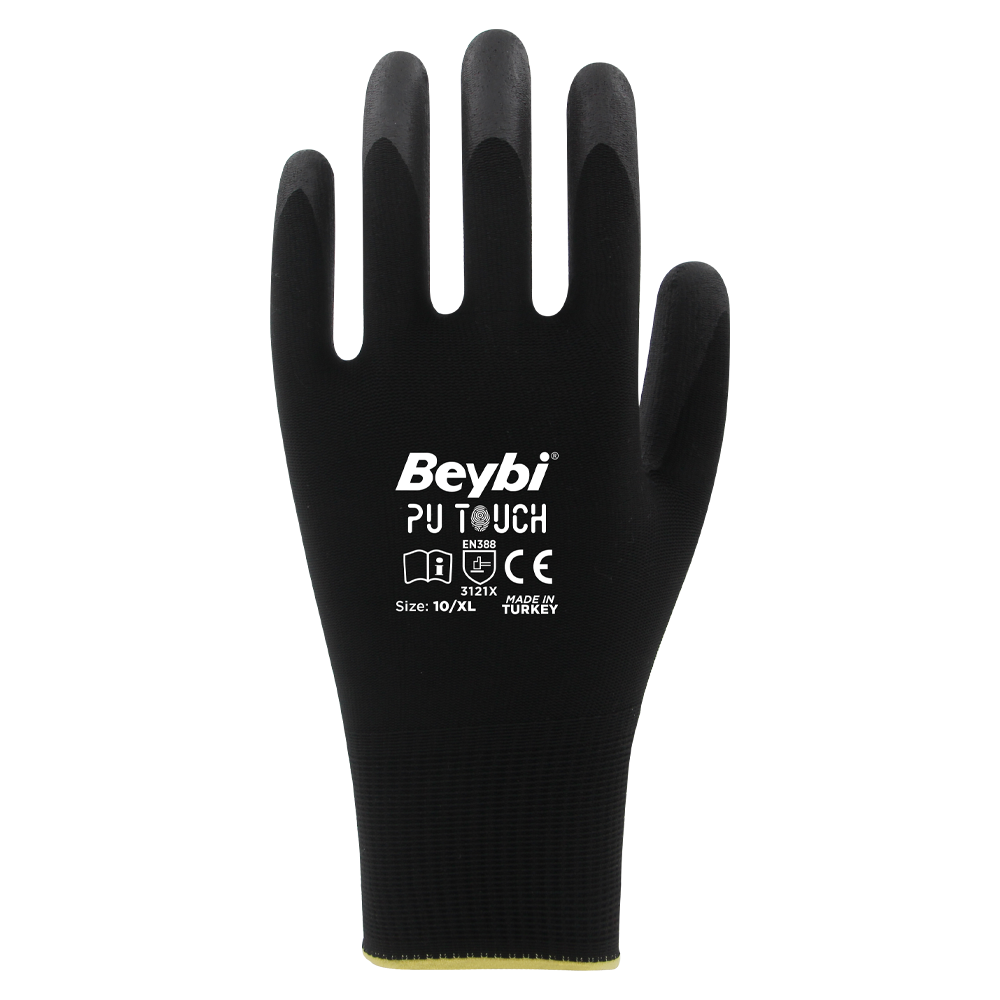 BEYBİ TOUCH 10 Numara Pu Kaplı Siyah İş Eldiveni