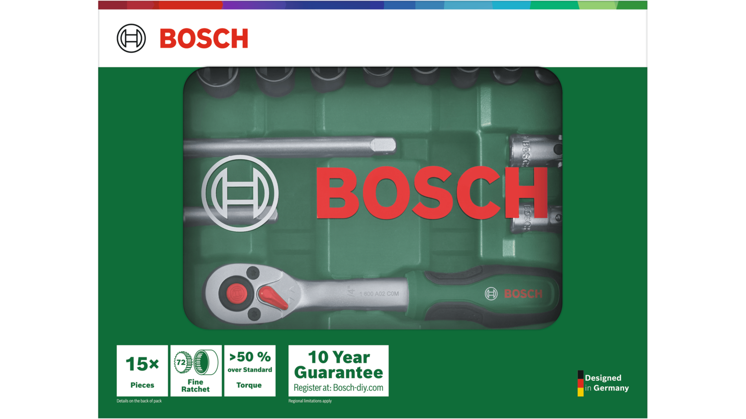 BOSCH 1/4'' Cırcır Lokma Takımı 15 Parça