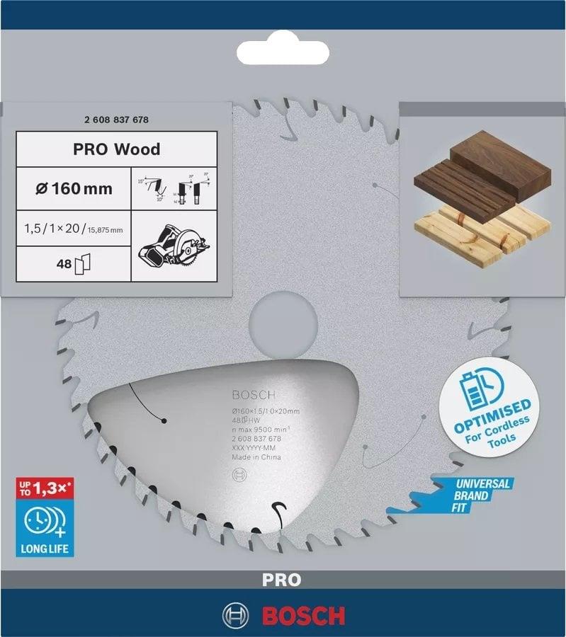 BOSCH 160x20x1,5 mm 48 Diş PRO Wood Ahşap Elmas Daire Testere Bıçağı