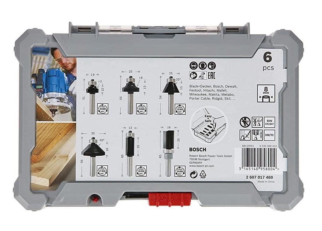 BOSCH 8 mm Saplı Profesyonel Ahşap Freze Bıçak Seti 6 Parça (2607017469)