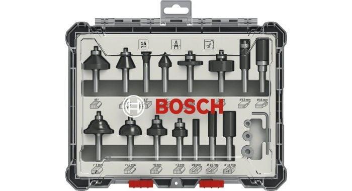 BOSCH 8 mm Saplı Profesyonel Ahşap Freze Bıçak Seti 15 Parça (2607017472)