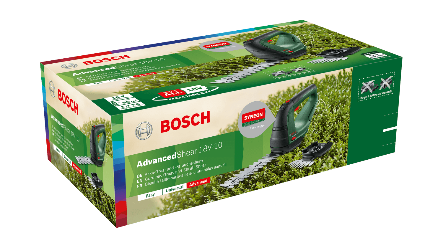 BOSCH AdvancedShear 18V-10 Akülü Çim ve Çit Kesme Makina Seti (Akü ve Şarj Aleti Hariç)