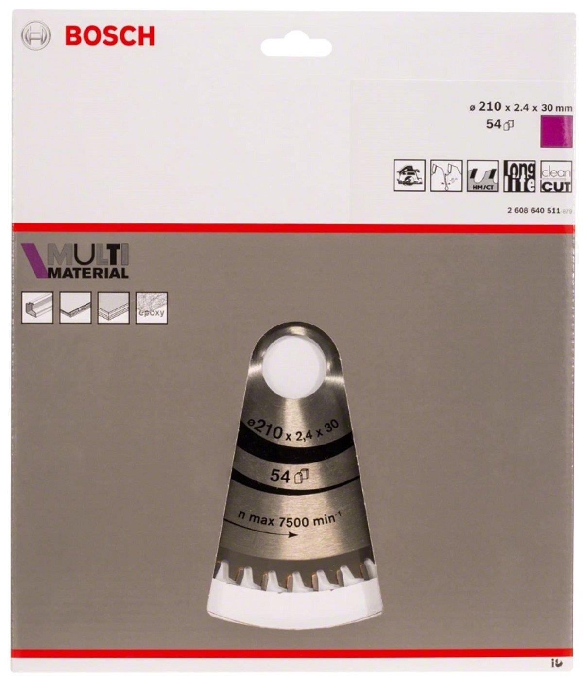 BOSCH MultiMaterial 210x30x2,8 mm 54 Diş Elmas Daire Testere (2608640511)