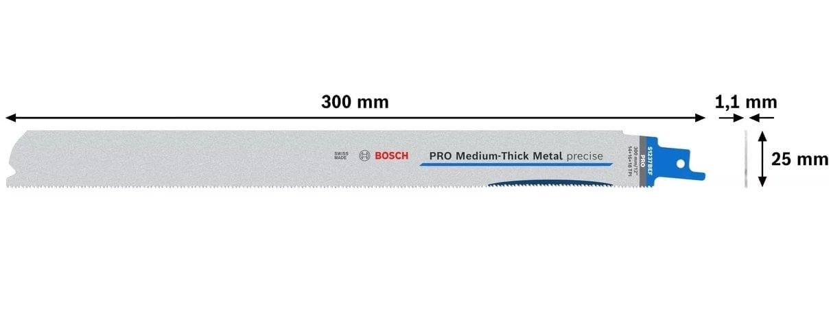 BOSCH PRO S 1237 BEF Metal Kesimi İçin Orta Hizmet Tilki Kuyruğu Testere Ucu 300 mm